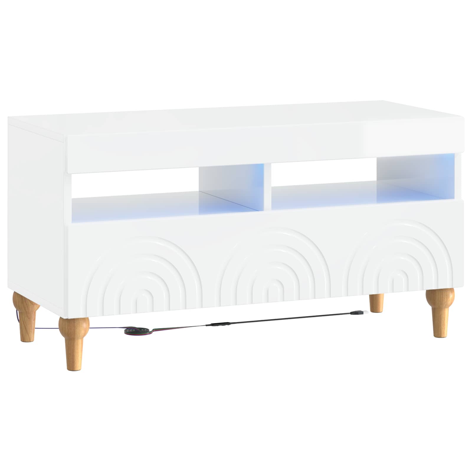 Ensemble de 3 Meubles TV LED Blanc brillant Bois d'ingénierie