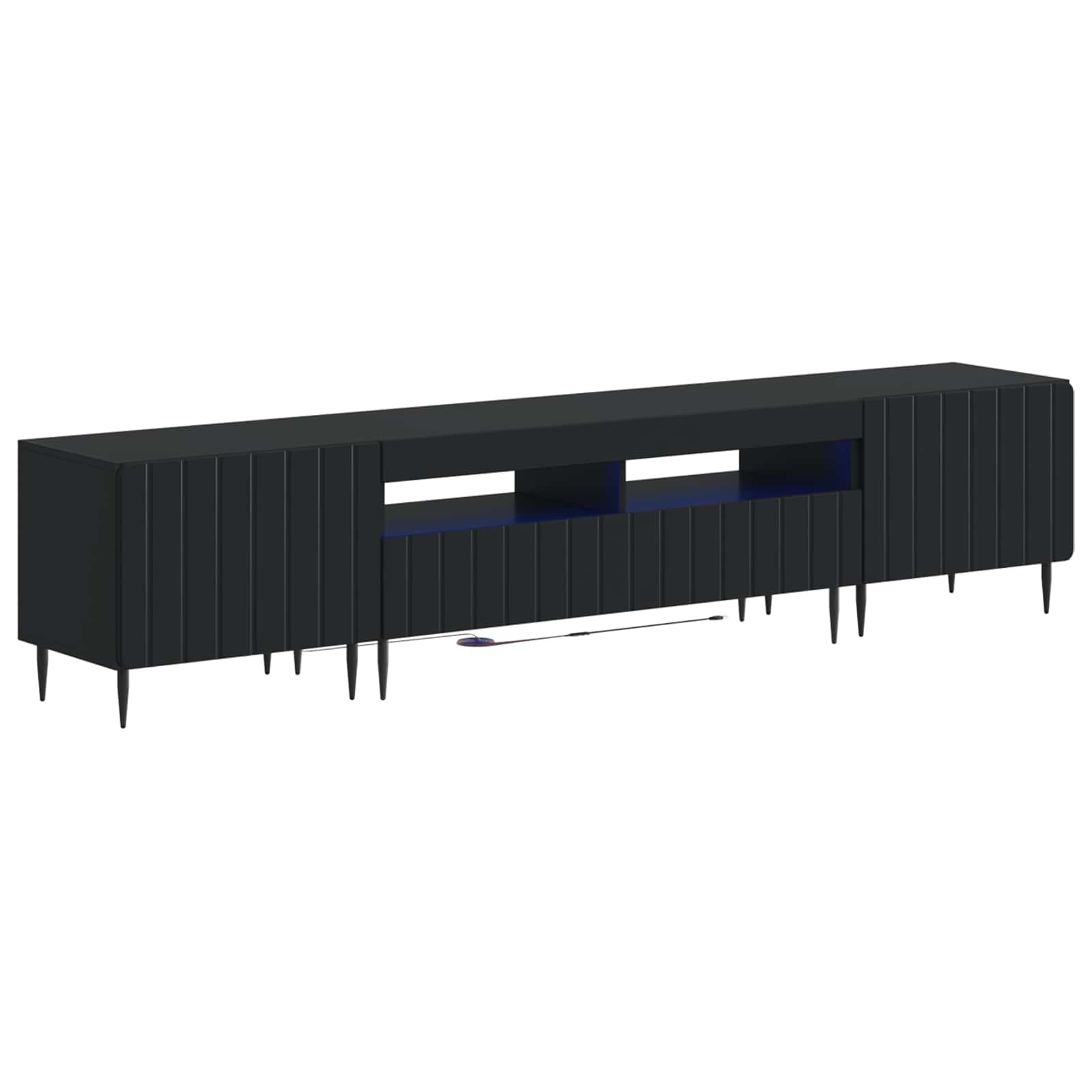 Meuble TV LED 5 pièces Noir Bois d'ingénierie