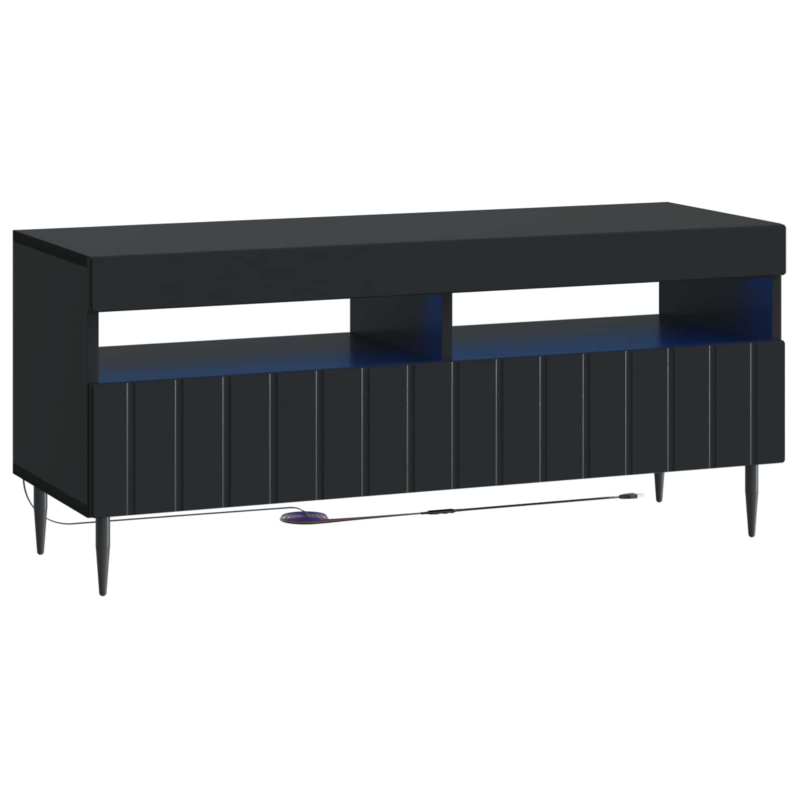 Meuble TV LED 5 pièces Noir Bois d'ingénierie