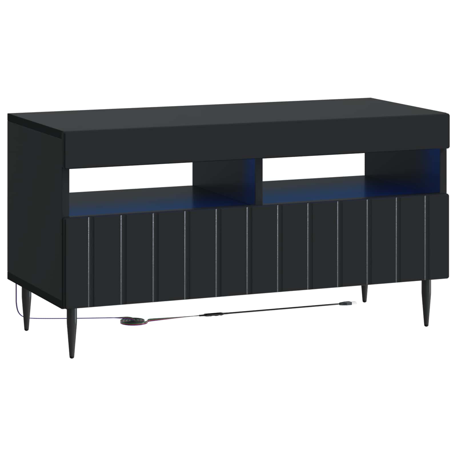 Meuble TV LED 5 pièces Noir Bois d'ingénierie