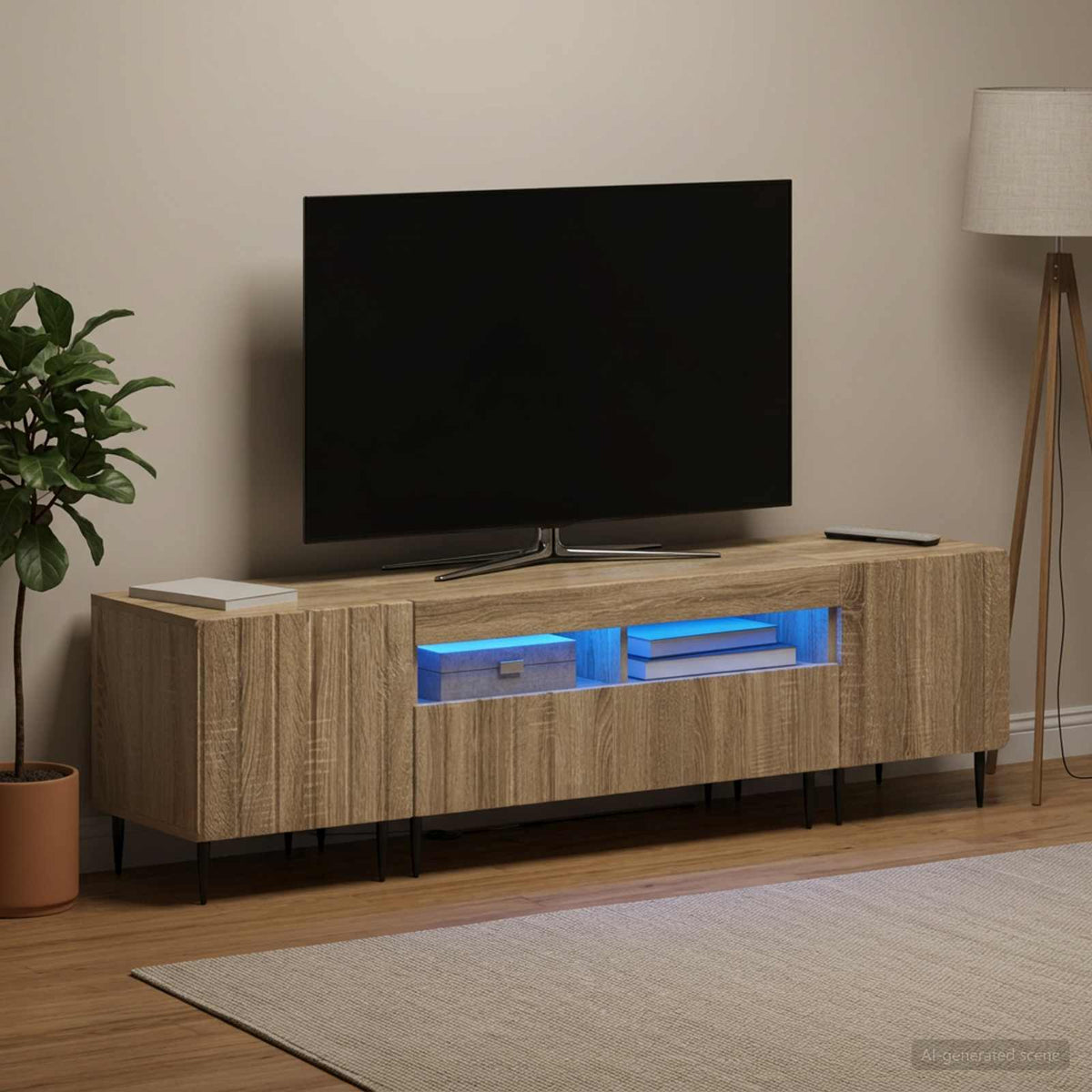Ensemble de 3 Meubles TV LED ZWOLLE Chêne Sonoma