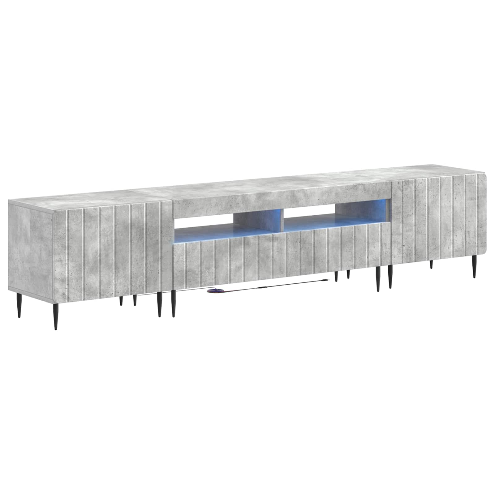 Meuble TV LED 5 pièces Gris béton Bois d'ingénierie