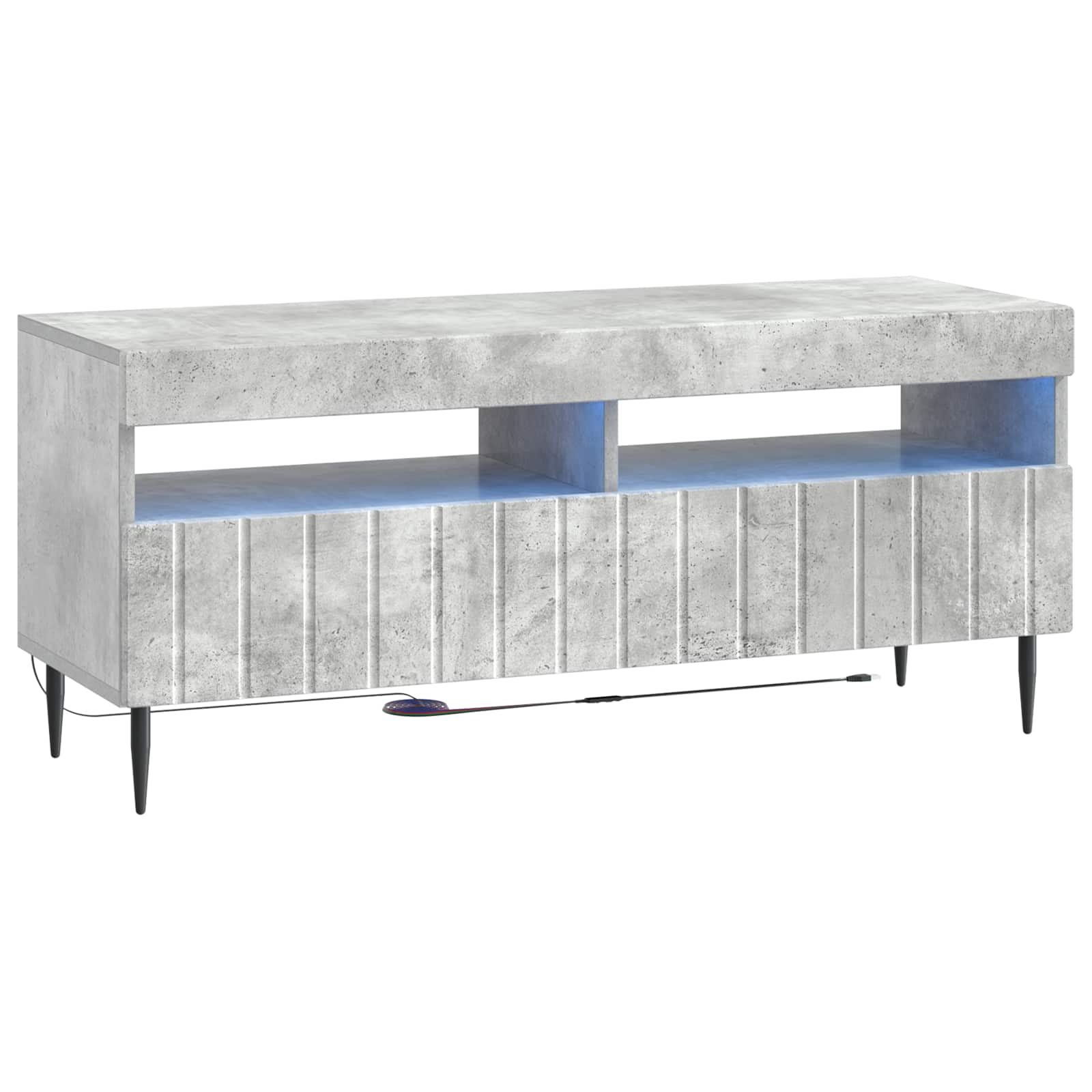 Meuble TV LED 5 pièces Gris béton Bois d'ingénierie