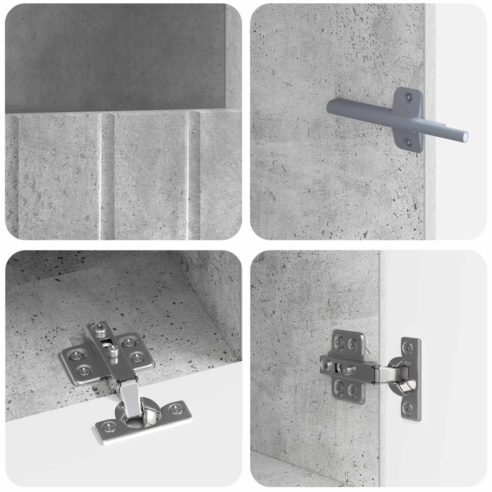 Meuble TV LED 5 pièces Gris béton Bois d'ingénierie