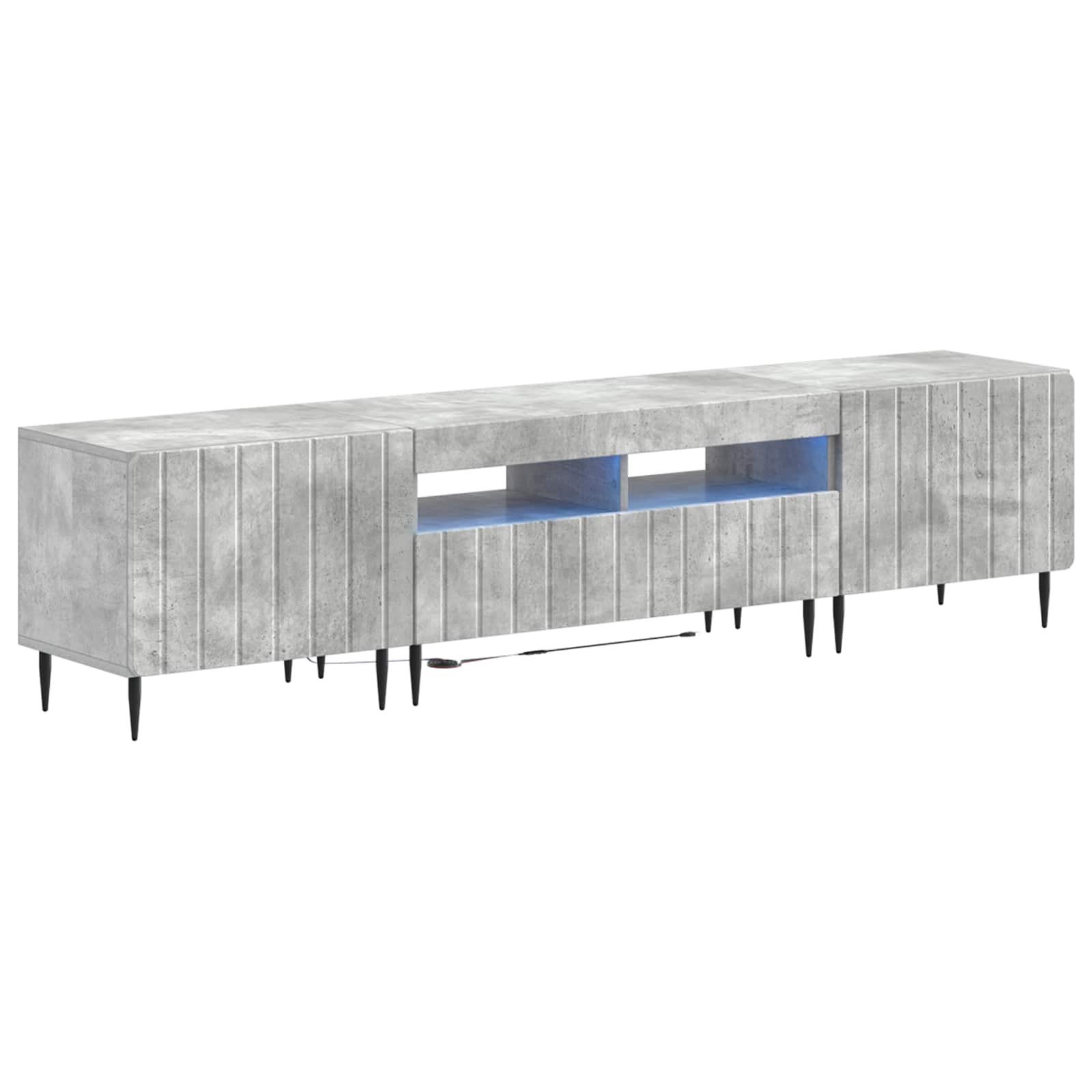 Meuble TV LED 5 pièces Gris béton Bois d'ingénierie