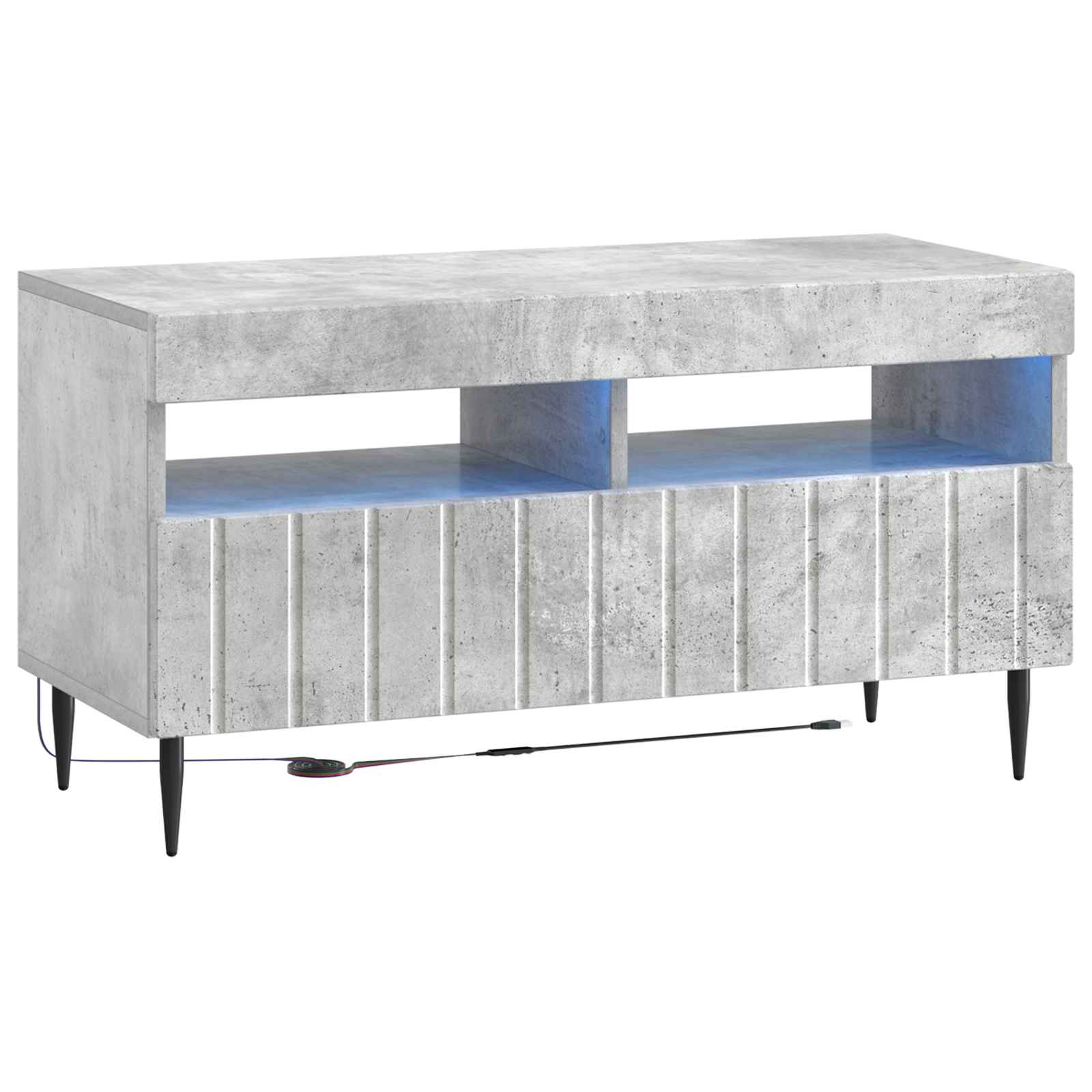 Meuble TV LED 5 pièces Gris béton Bois d'ingénierie