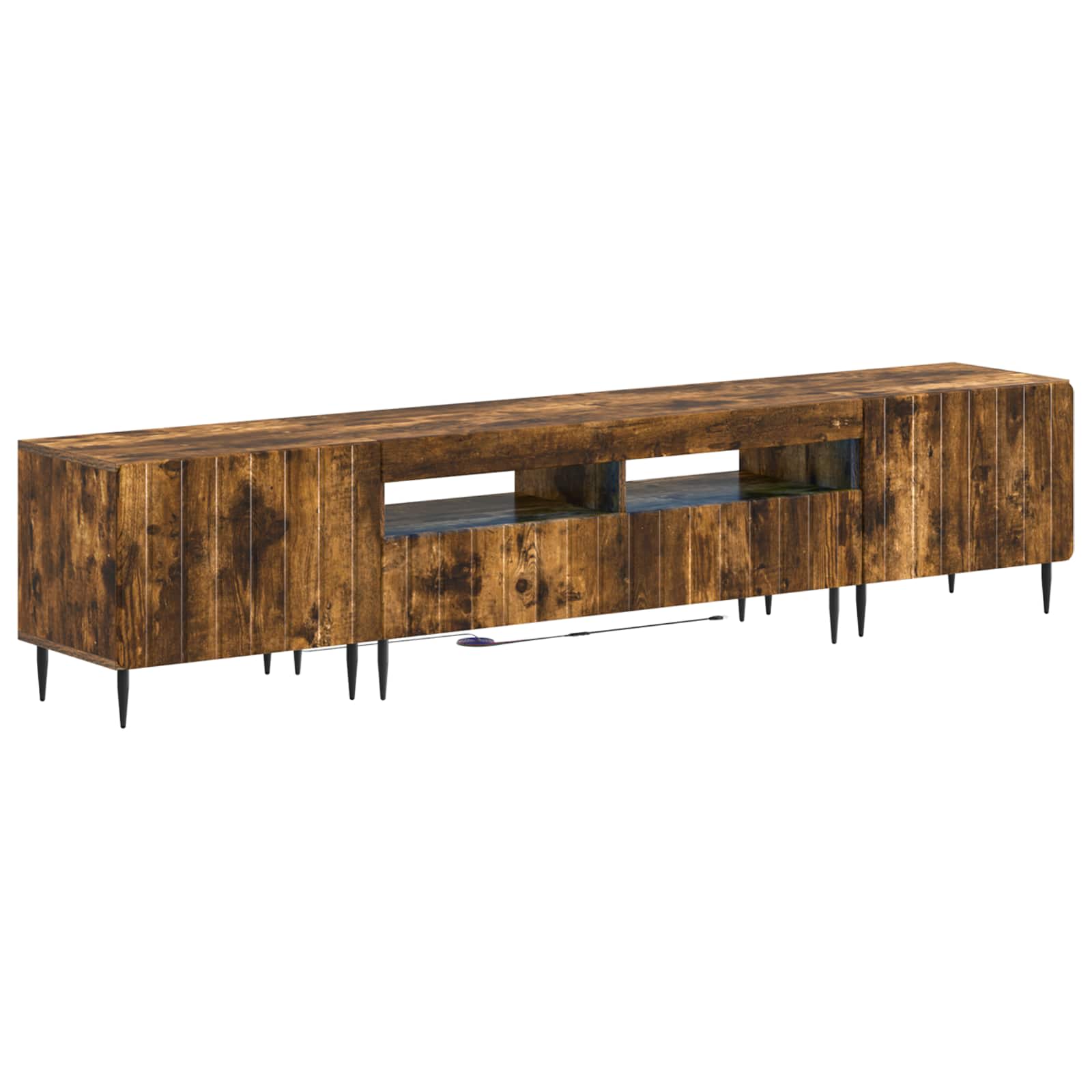 Meuble TV LED 5 pièces Chêne fumé Bois d'ingénierie