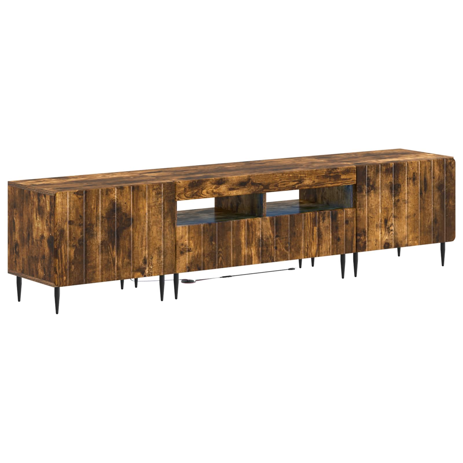 Meuble TV LED 5 pièces Chêne fumé Bois d'ingénierie