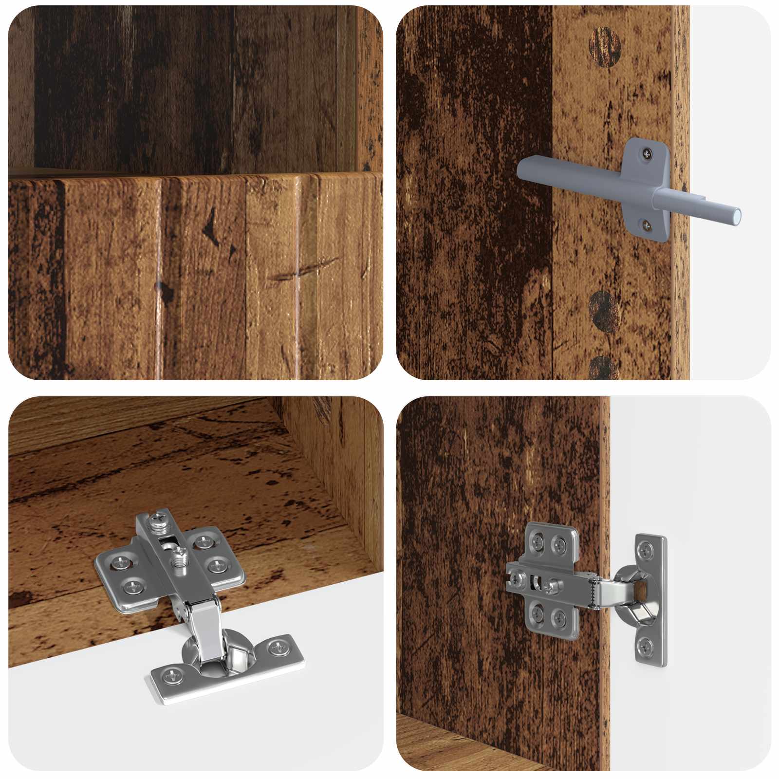 Meuble TV LED 5 pièces Bois ancien Bois d'ingénierie