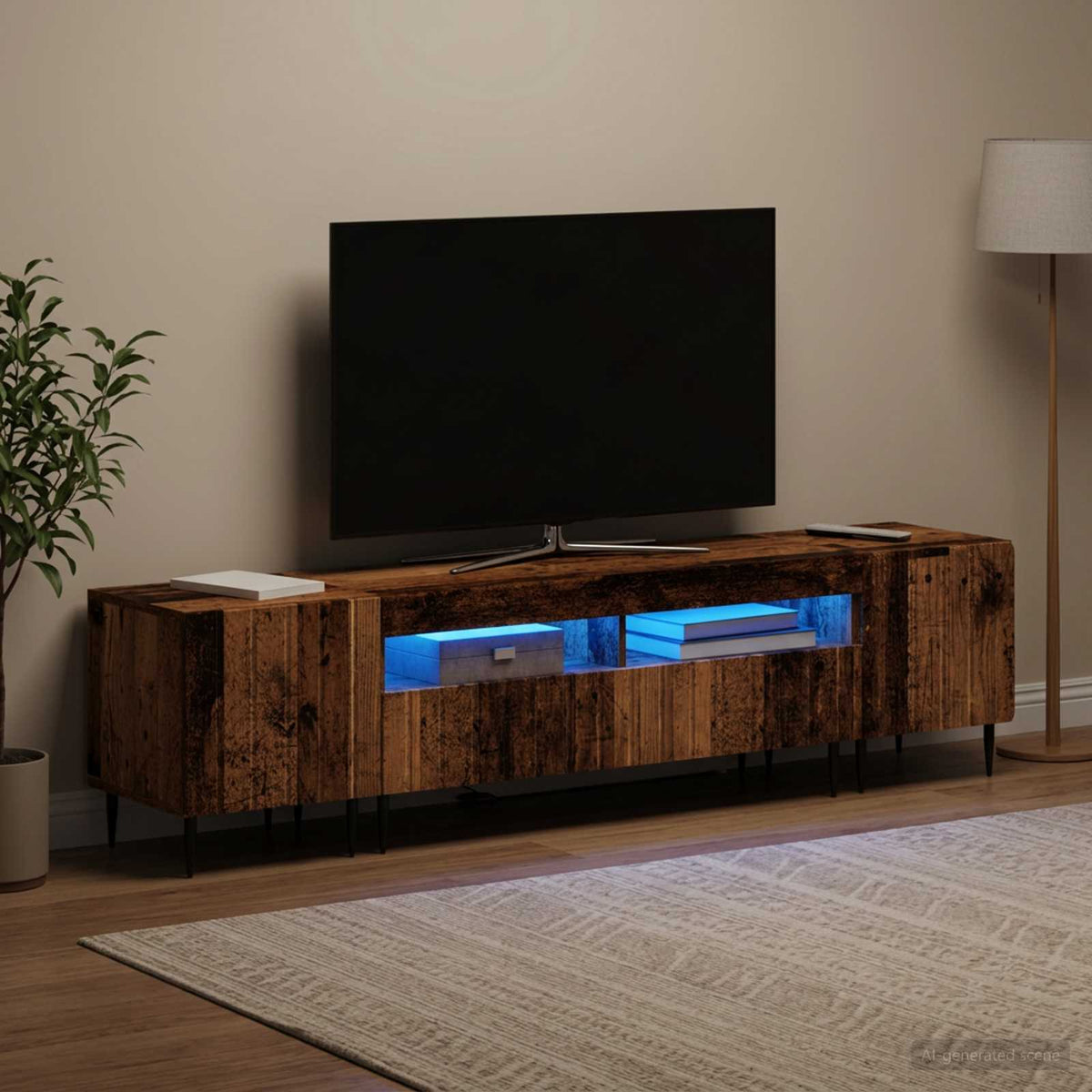 Ensemble de 3 Meubles TV LED ZWOLLE Bois ancien