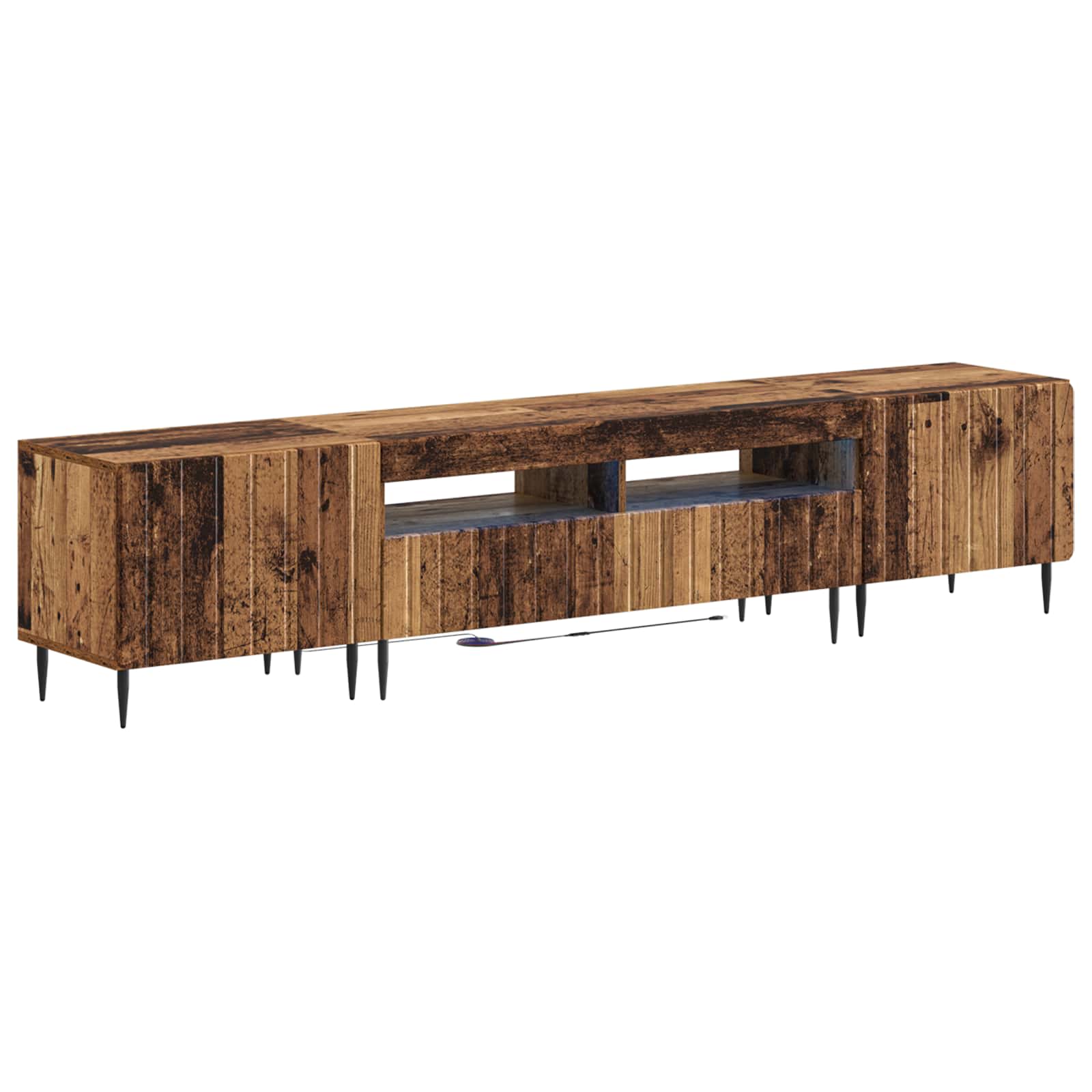Meuble TV LED 5 pièces Bois ancien Bois d'ingénierie