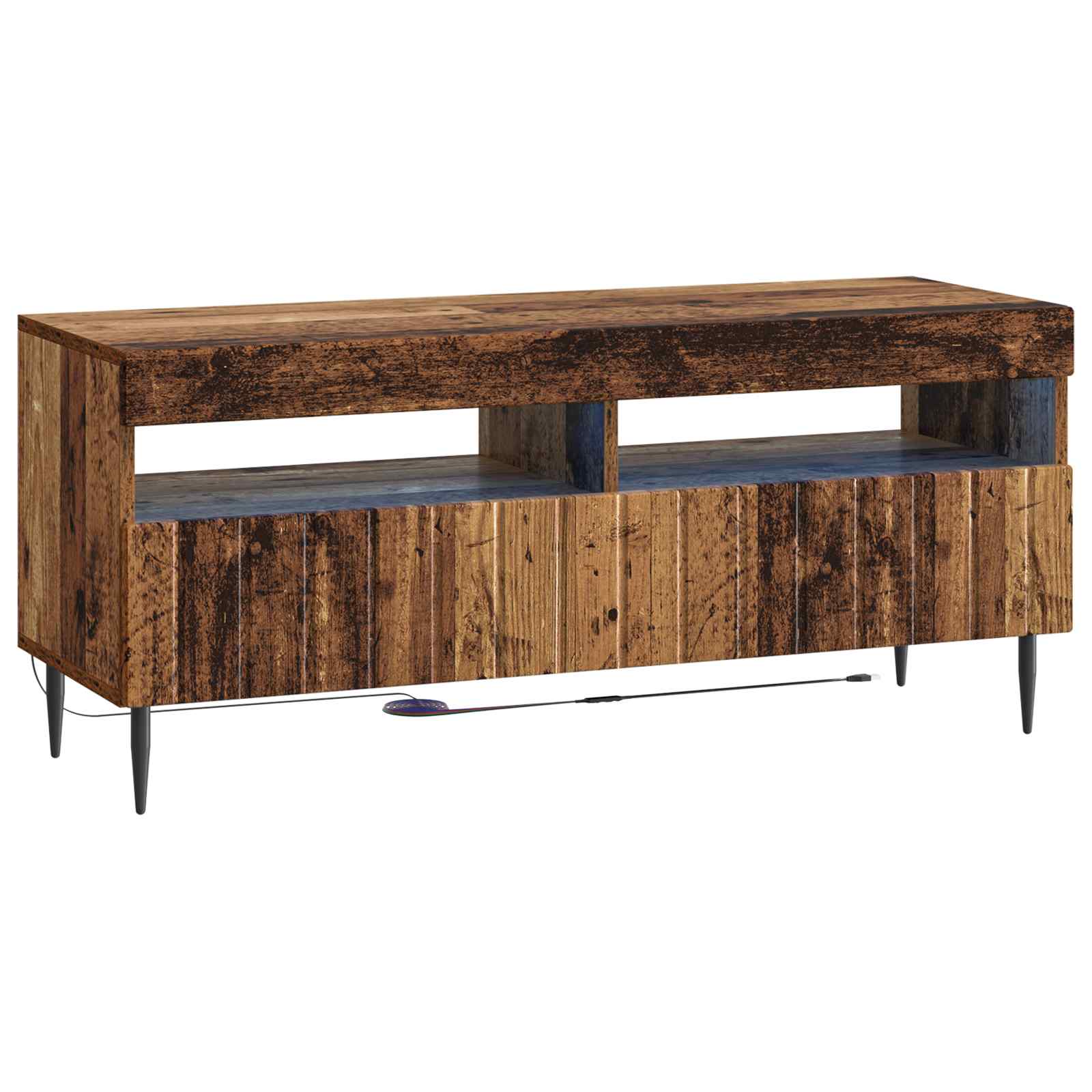 Meuble TV LED 5 pièces Bois ancien Bois d'ingénierie