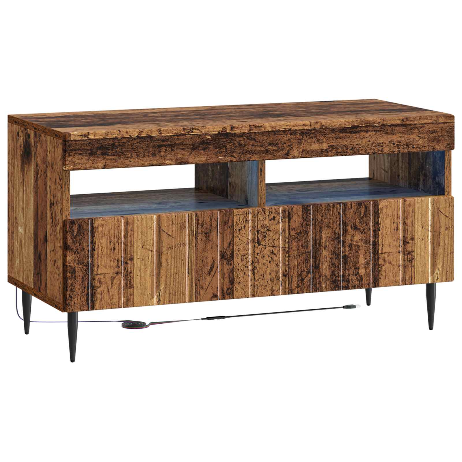 Meuble TV LED 5 pièces Bois ancien Bois d'ingénierie