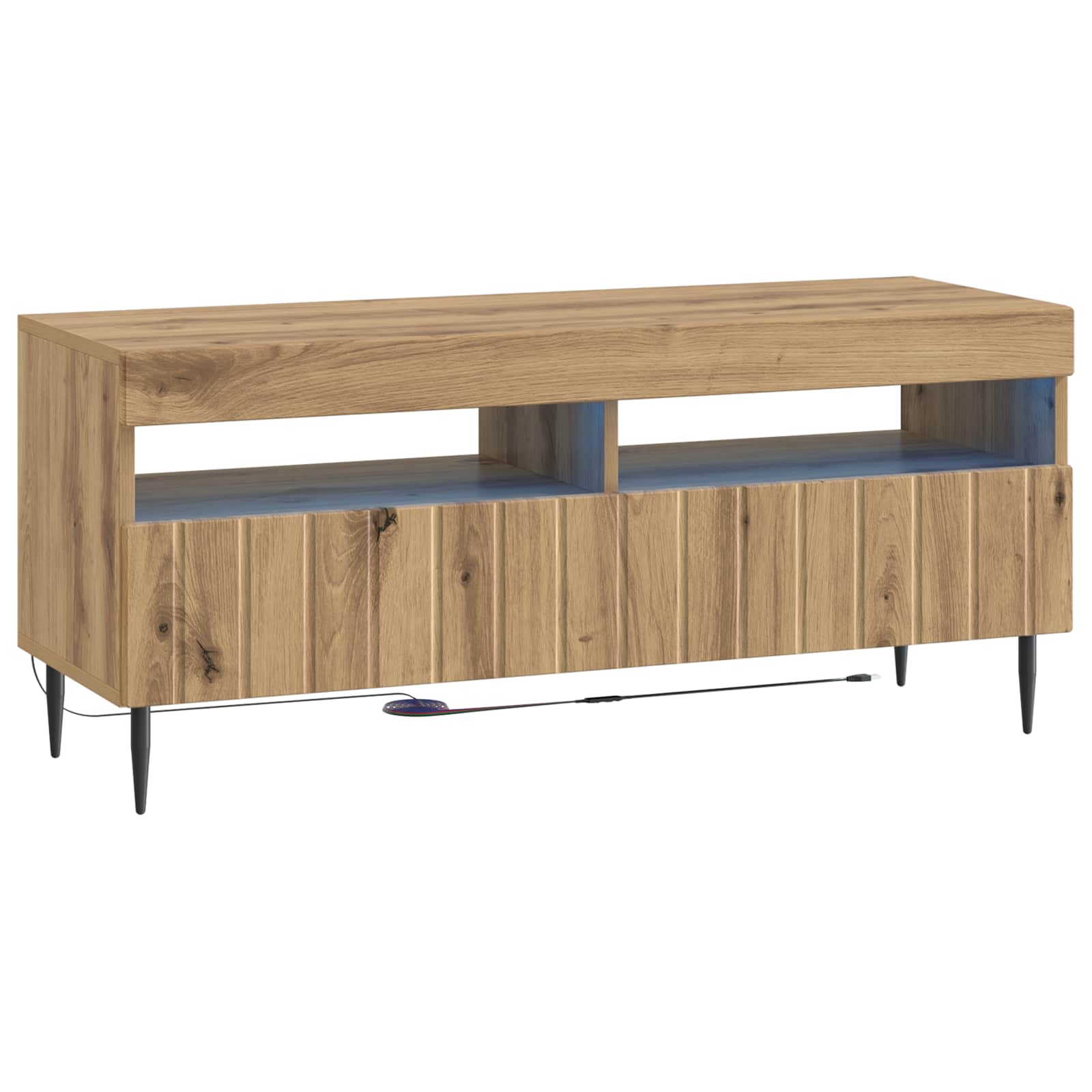 Meuble TV LED 5 pièces Chêne artisanal Bois d'ingénierie