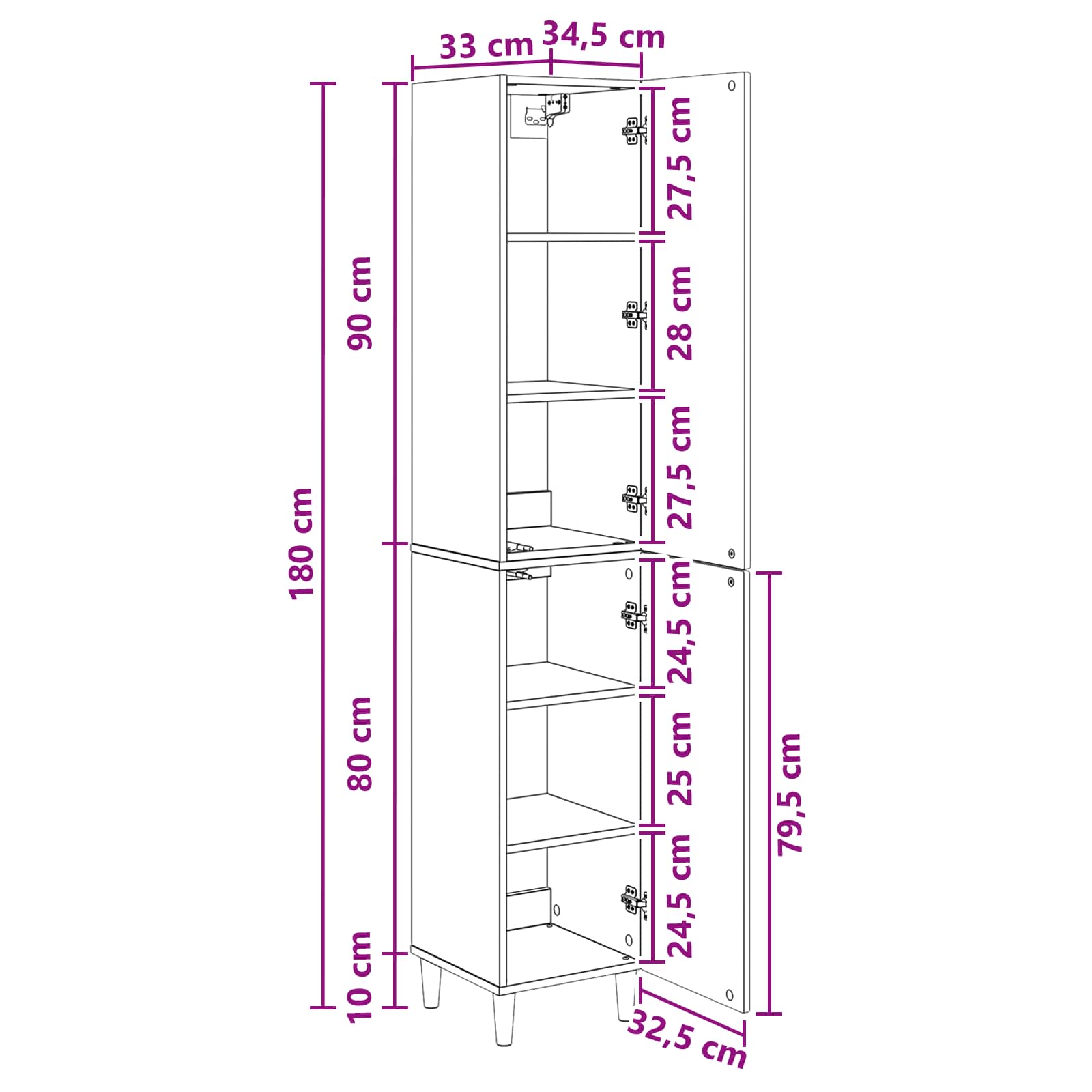 Ensemble de Meubles 2 pcs 33 x 34,5 x 90 cm Bois d'ingénierie - XIOS