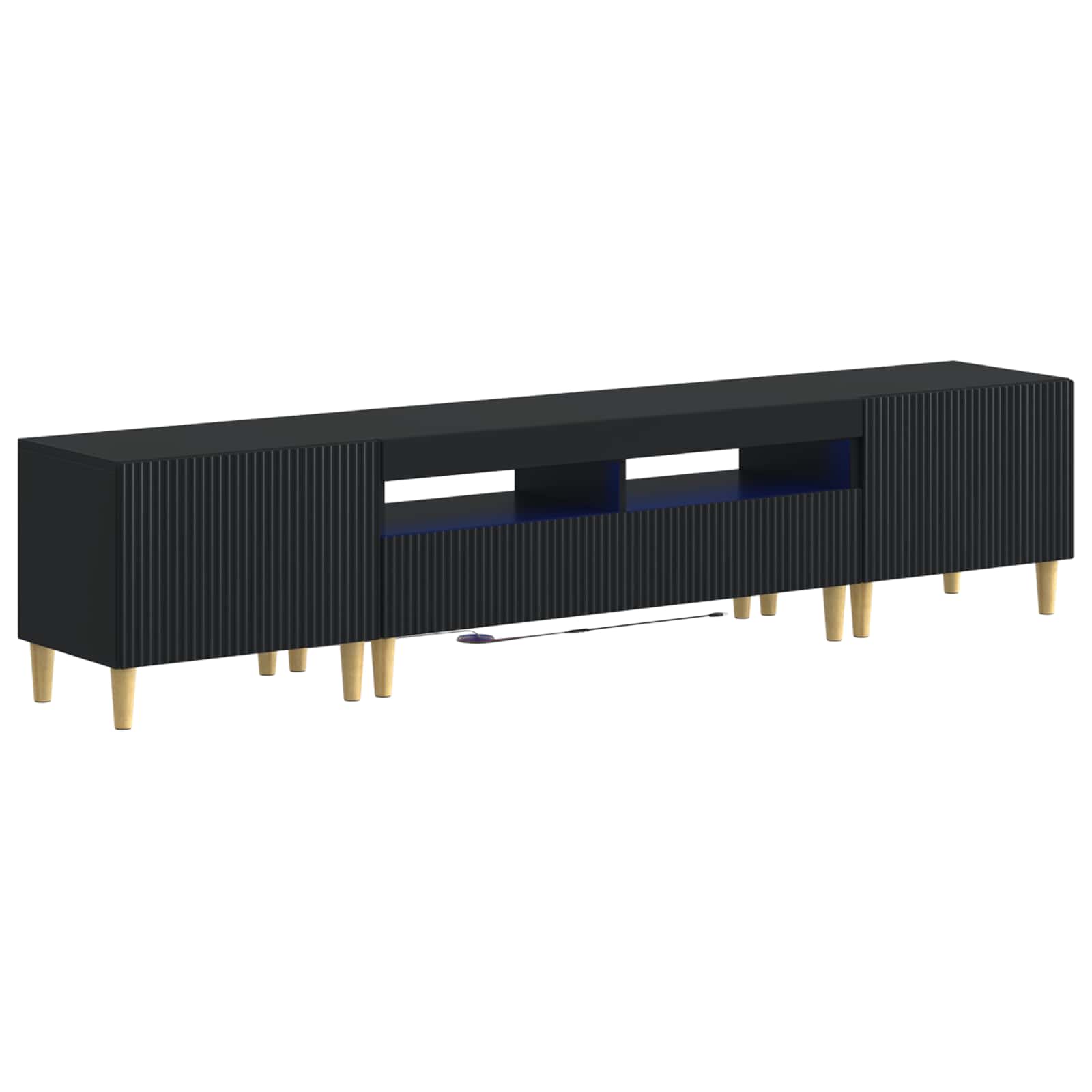 Meuble TV LED 5 pièces ARNHEM Noir Bois d'ingénierie