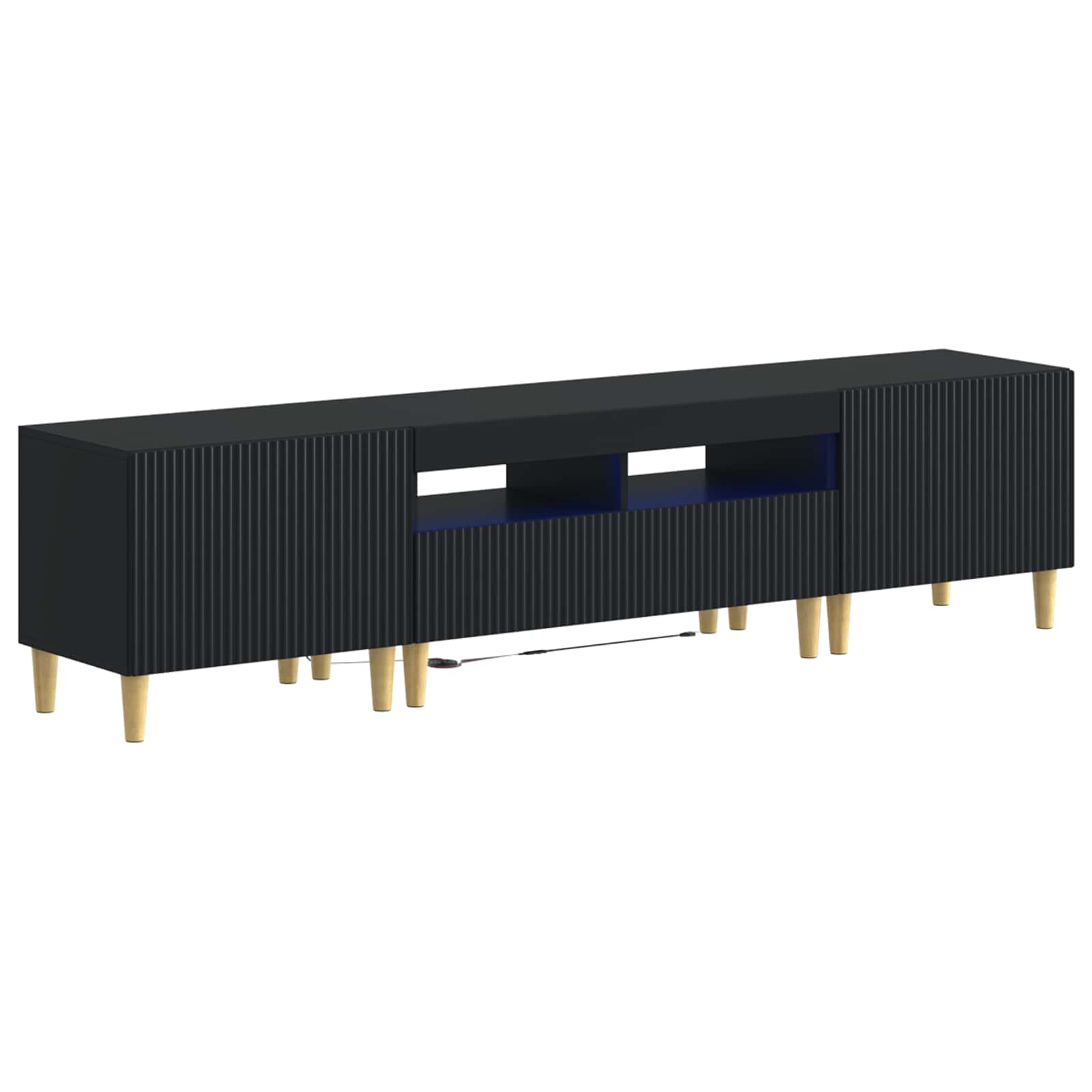 Meuble TV LED 5 pièces Noir Bois d'ingénierie