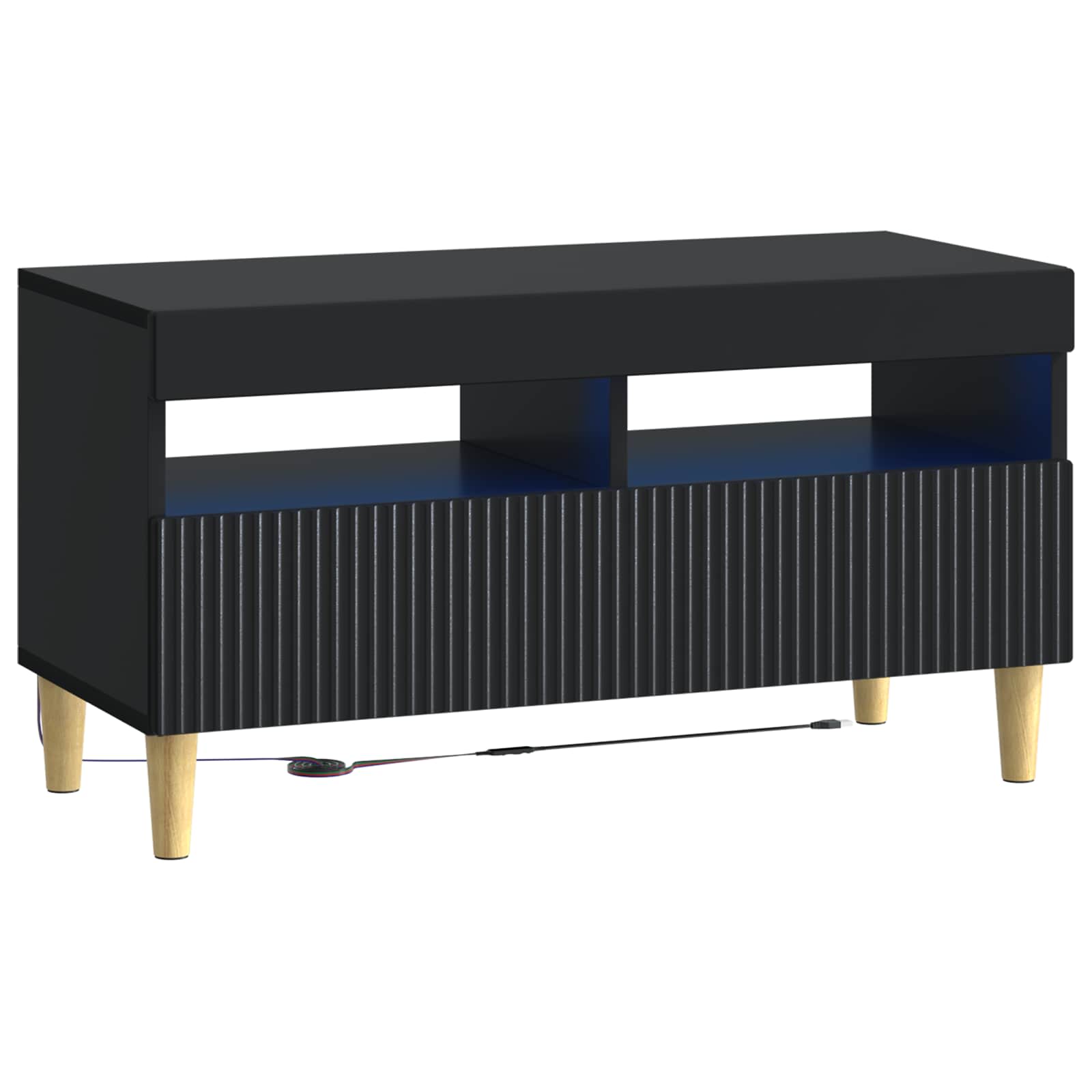 Meuble TV LED 5 pièces Noir Bois d'ingénierie