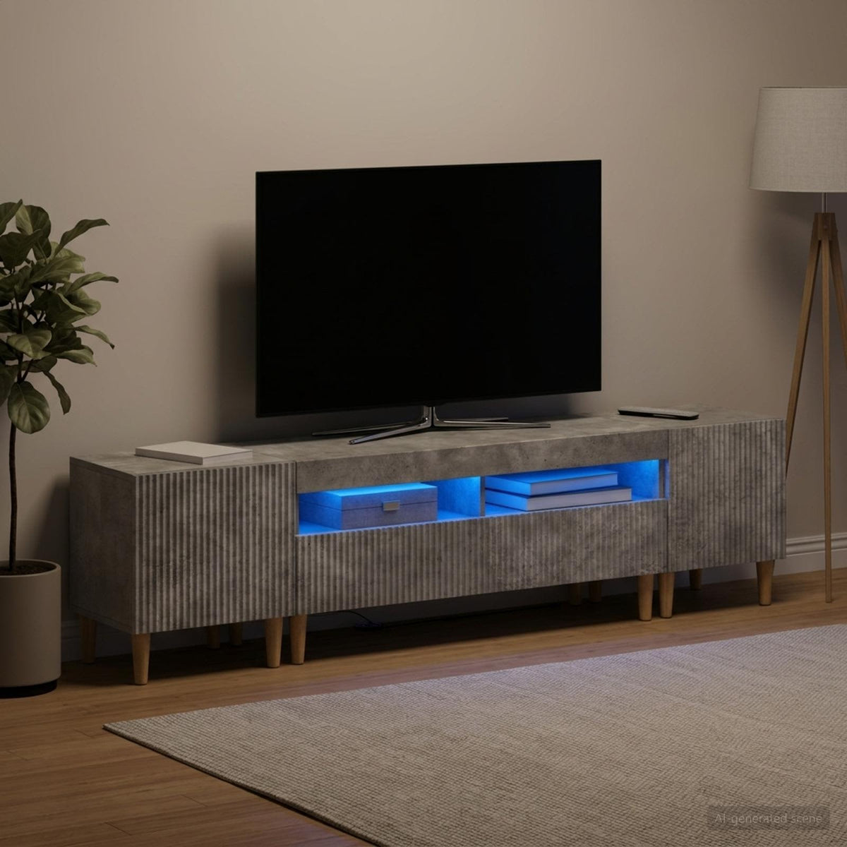 Ensemble de 3 Meubles TV LED ARNHEM 3 pc Gris béton