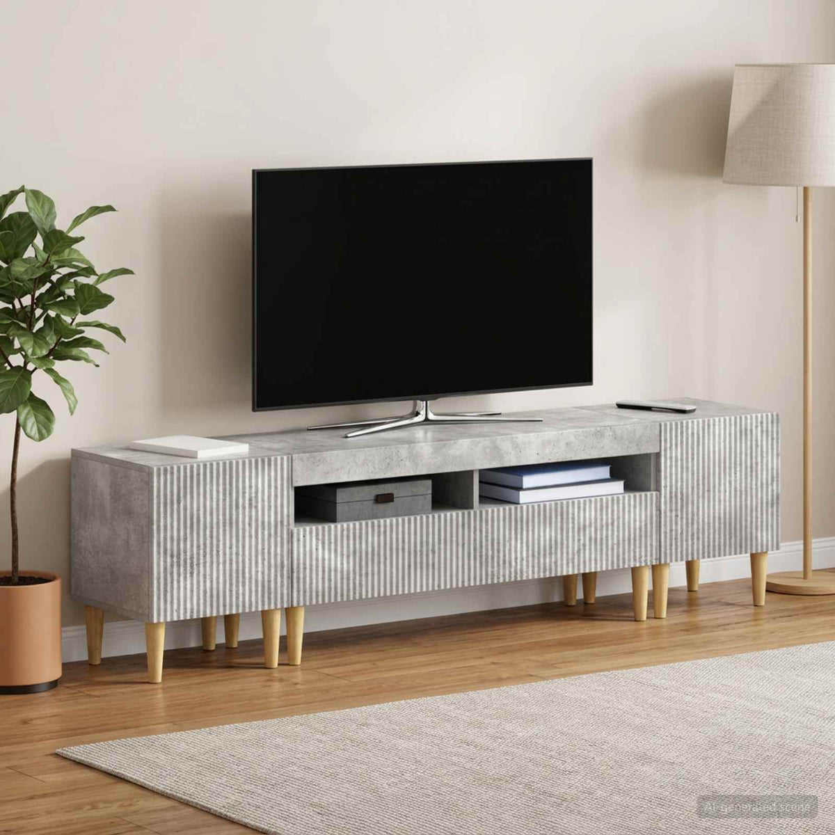 Ensemble de 3 Meubles TV LED ARNHEM 3 pc Gris béton