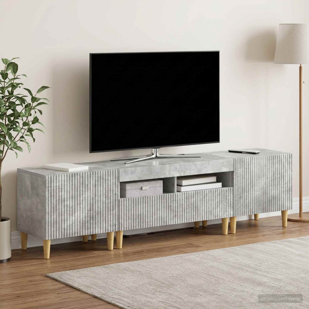 Ensemble de 3 Meubles TV LED ARNHEM 3 pc Gris béton