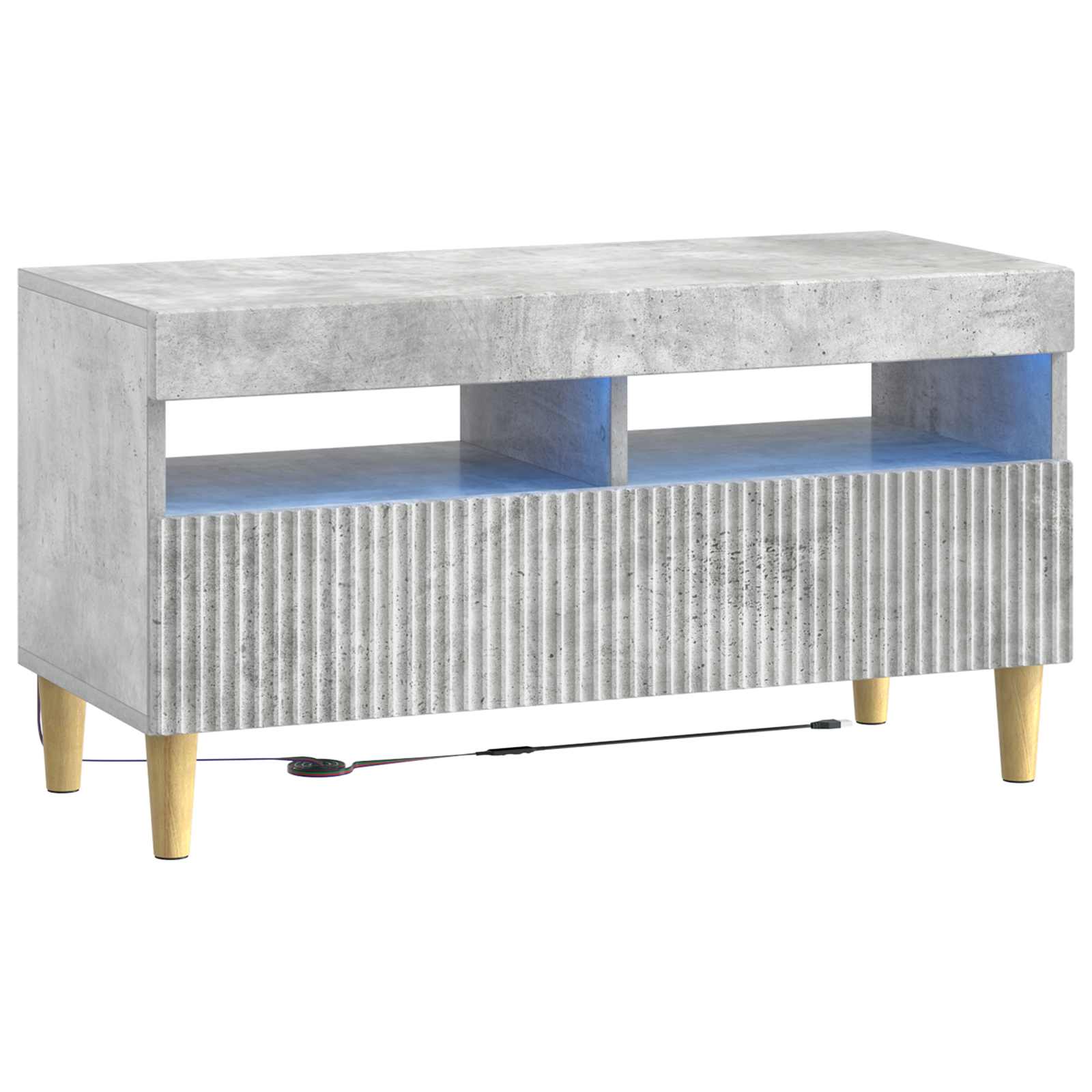 Meuble TV LED 5 pièces Gris béton Bois d'ingénierie