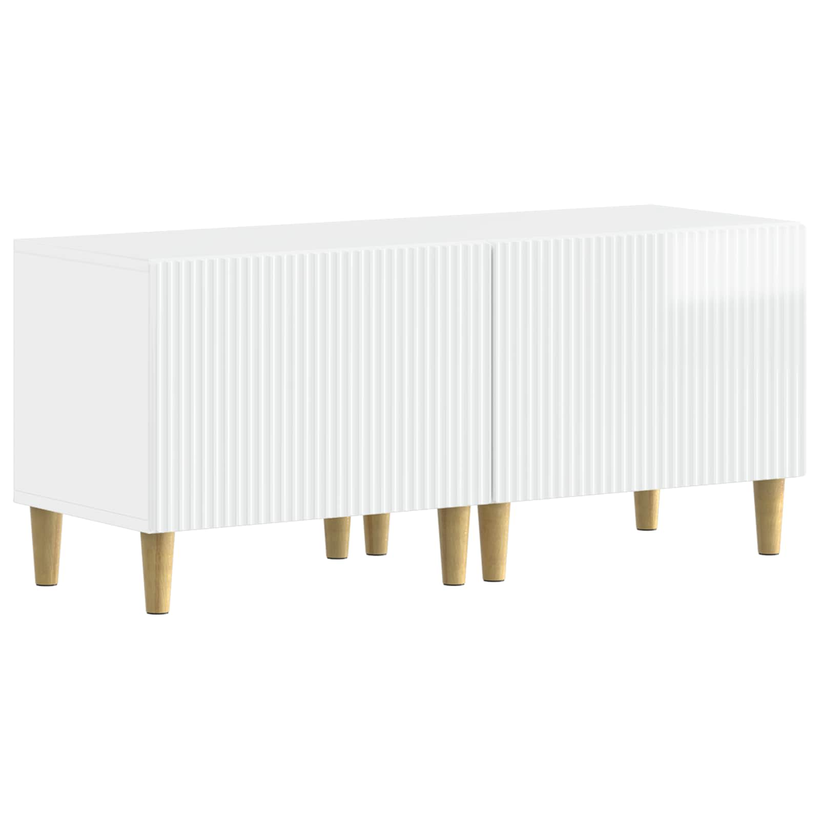 Meuble TV LED 5 pièces Blanc brillant Bois d'ingénierie