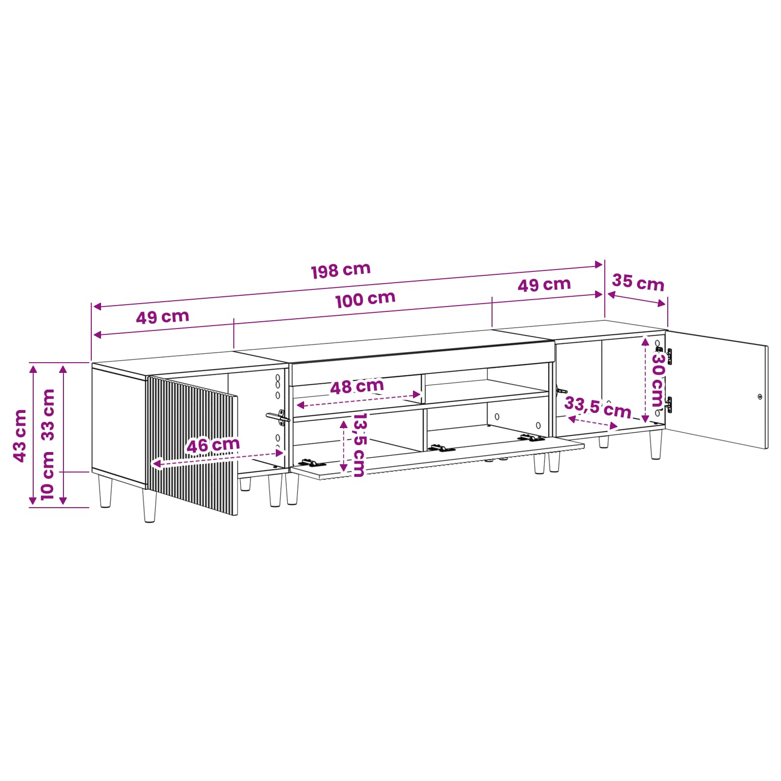 Meuble TV LED 5 pièces ARNHEM Chêne fumé Bois d'ingénierie