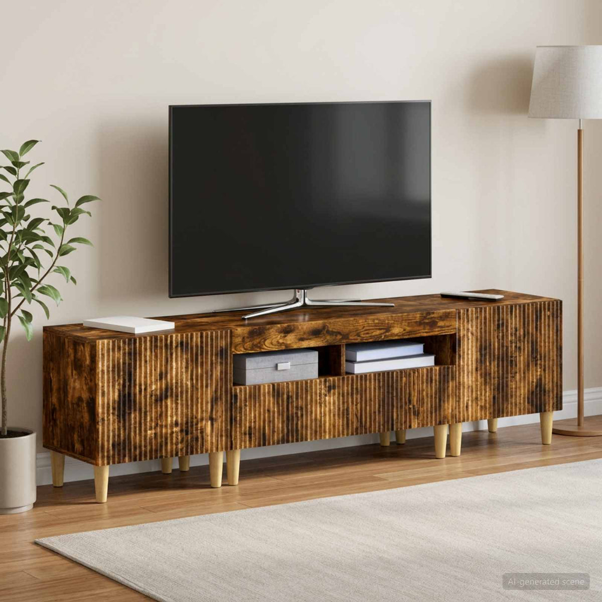 Ensemble de 3 Meubles TV LED ARNHEM 3 pc Chêne fumé