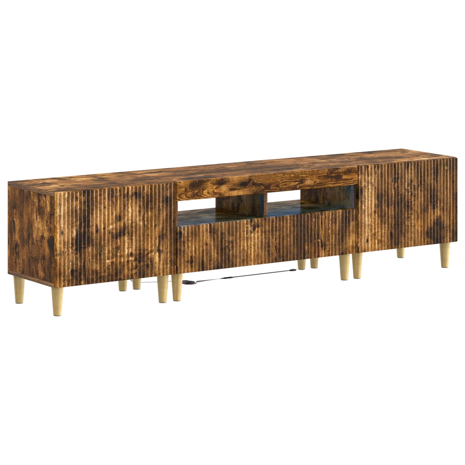 Meuble TV LED 5 pièces Chêne fumé Bois d'ingénierie