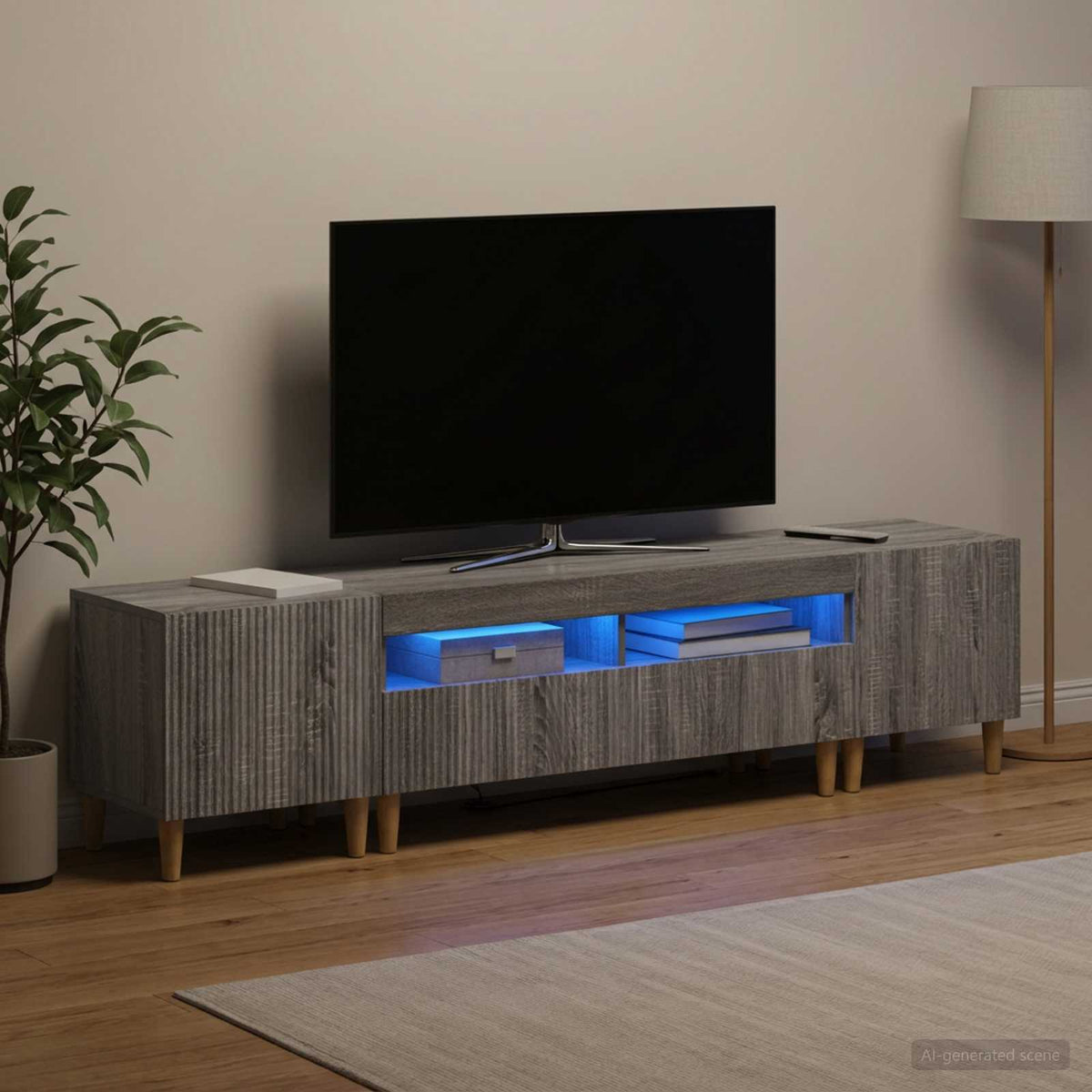 Ensemble de 3 Meubles TV LED ARNHEM 3 pc Sonoma gris