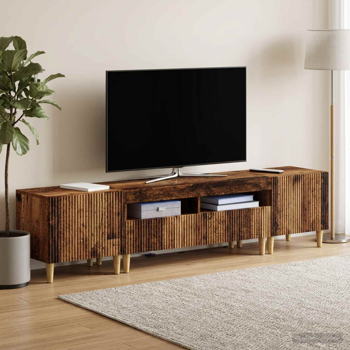 Ensemble de 3 Meubles TV LED ARNHEM 3 pc Bois ancien