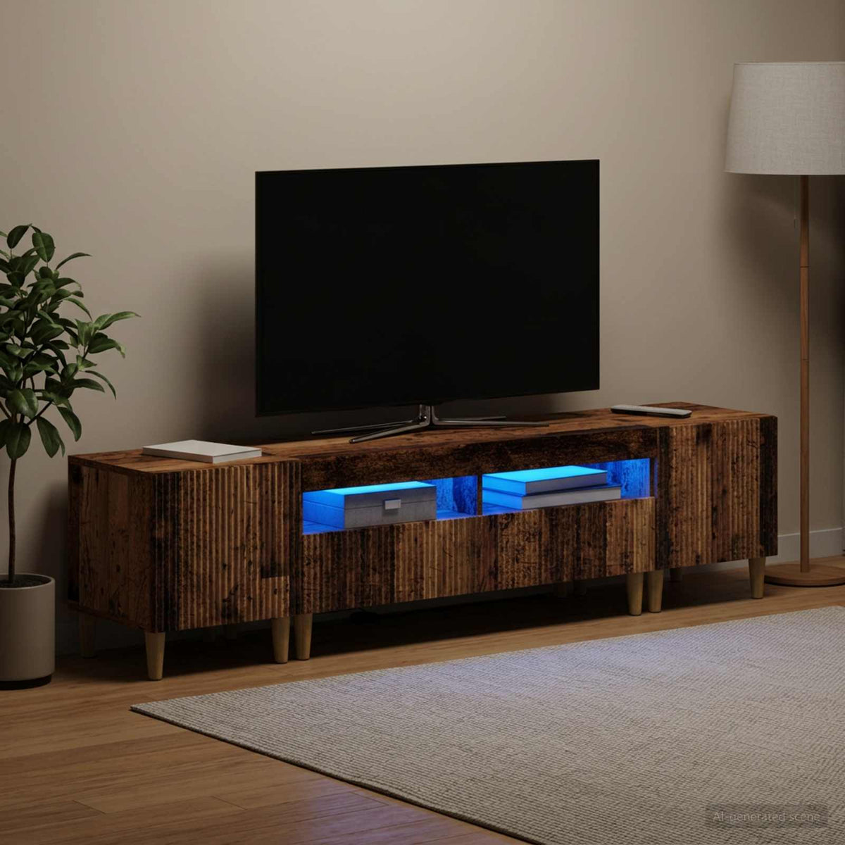 Ensemble de 3 Meubles TV LED ARNHEM 3 pc Bois ancien