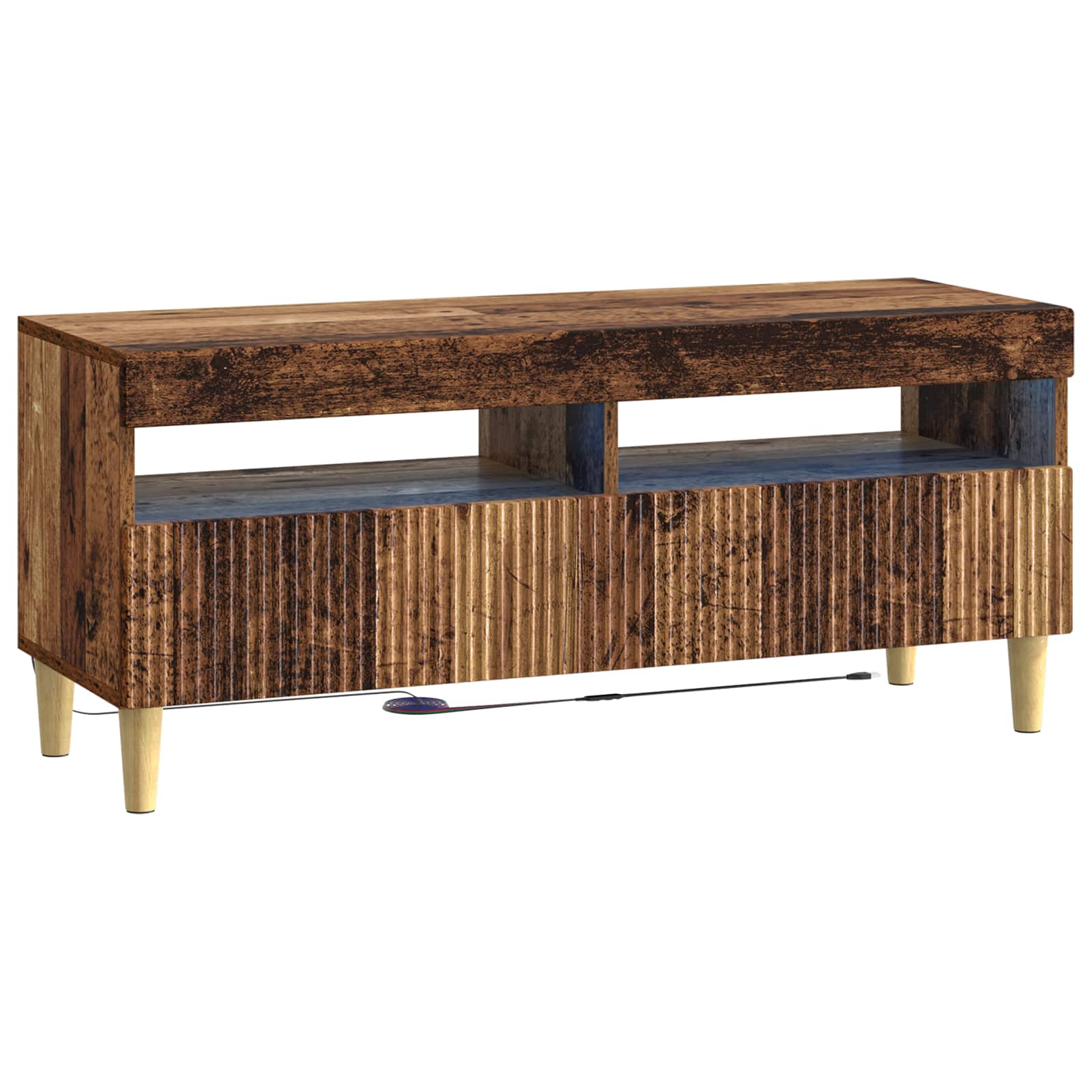 Meuble TV LED 5 pièces Bois ancien Bois d'ingénierie