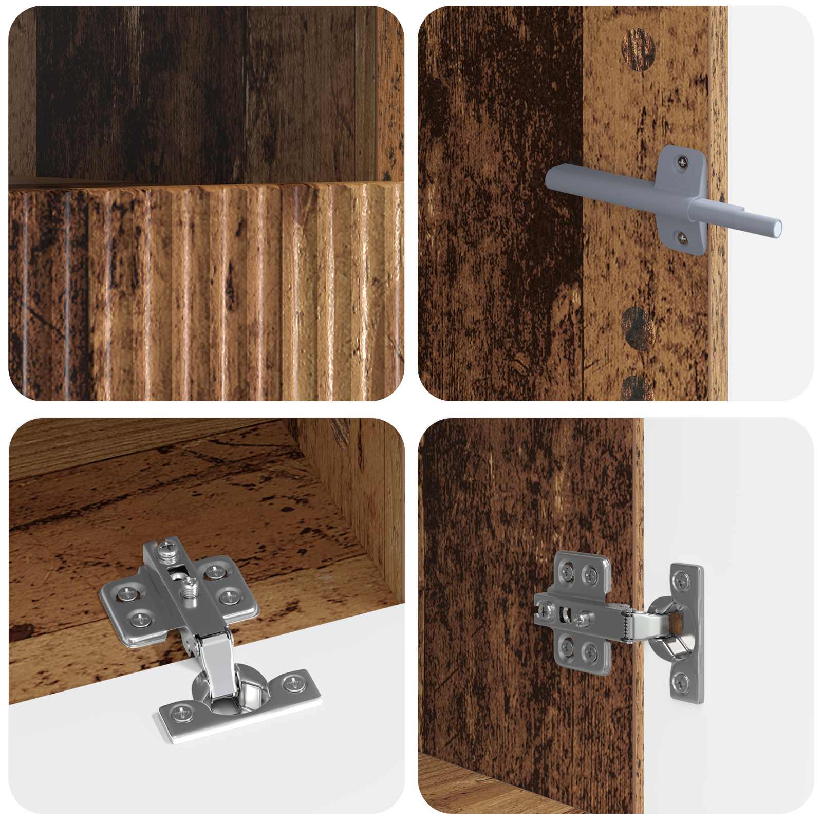 Meuble TV LED 5 pièces Bois ancien Bois d'ingénierie