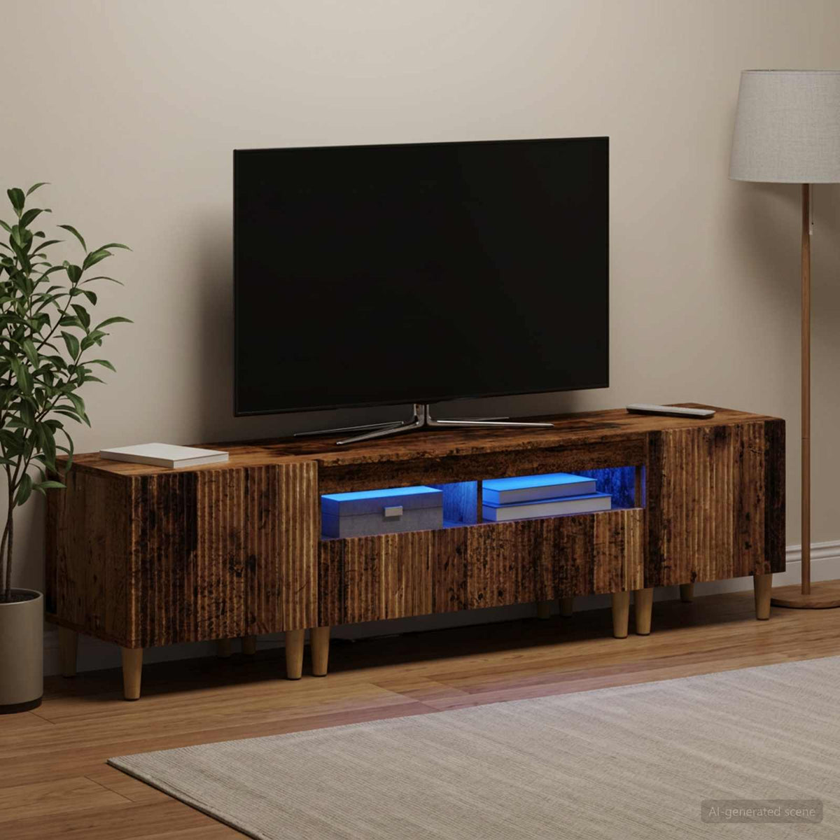 Ensemble de 3 Meubles TV LED ARNHEM 3 pc Bois ancien