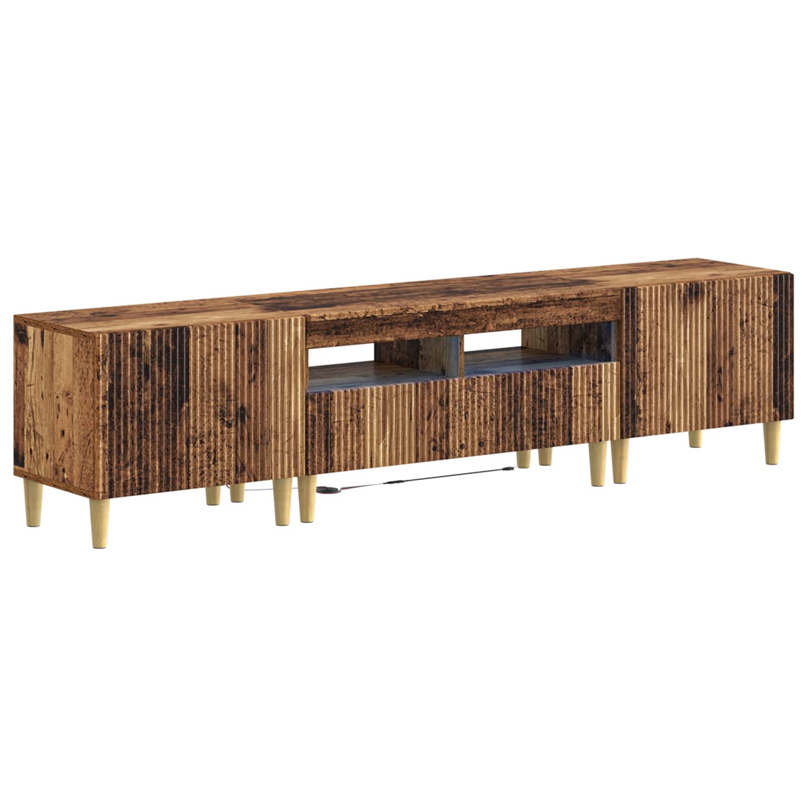 Meuble TV LED 5 pièces Bois ancien Bois d'ingénierie
