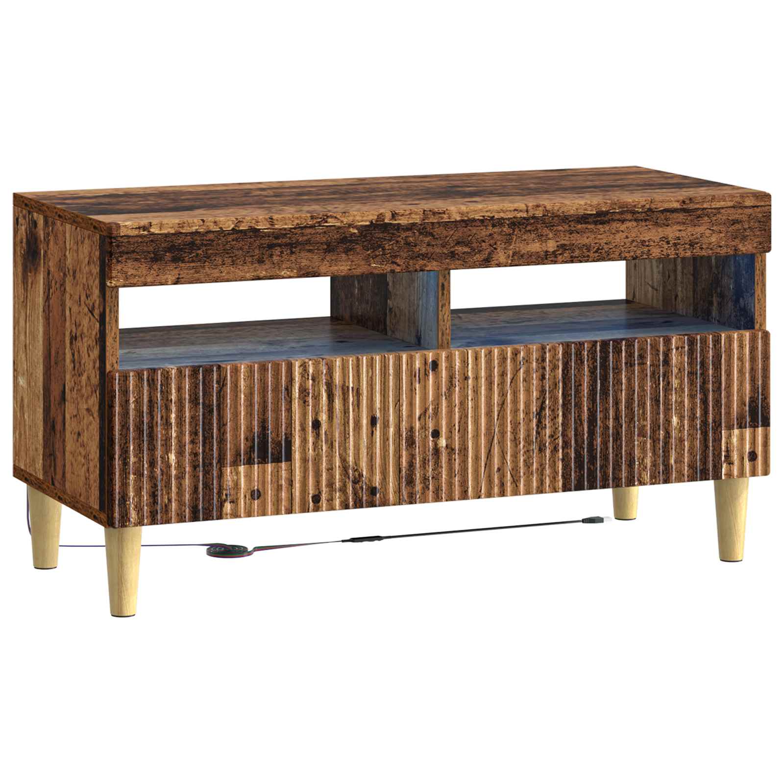 Meuble TV LED 5 pièces Bois ancien Bois d'ingénierie
