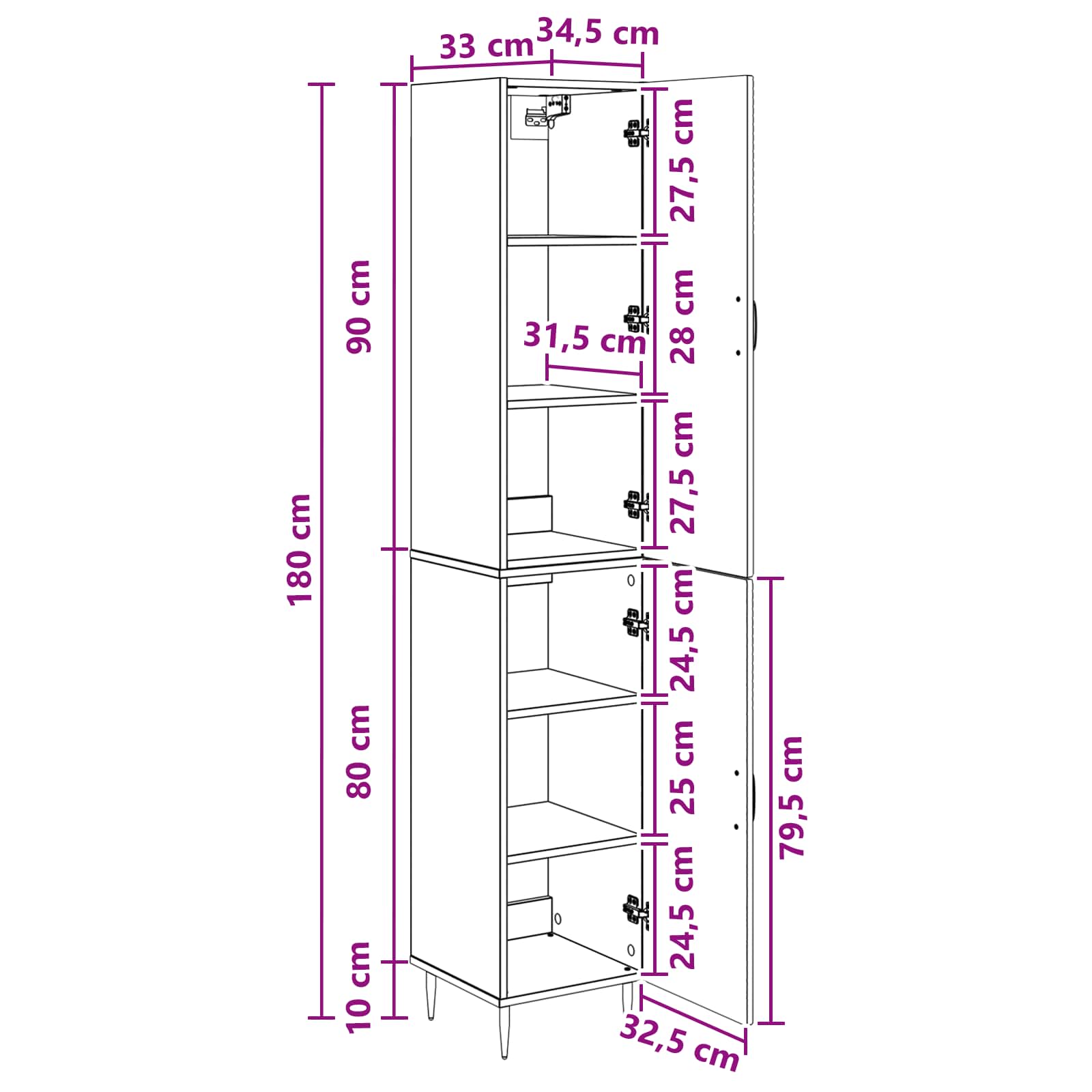 Ensemble de Meubles 2 pcs Gris béton 33 x 34,5 x 89,5 cm