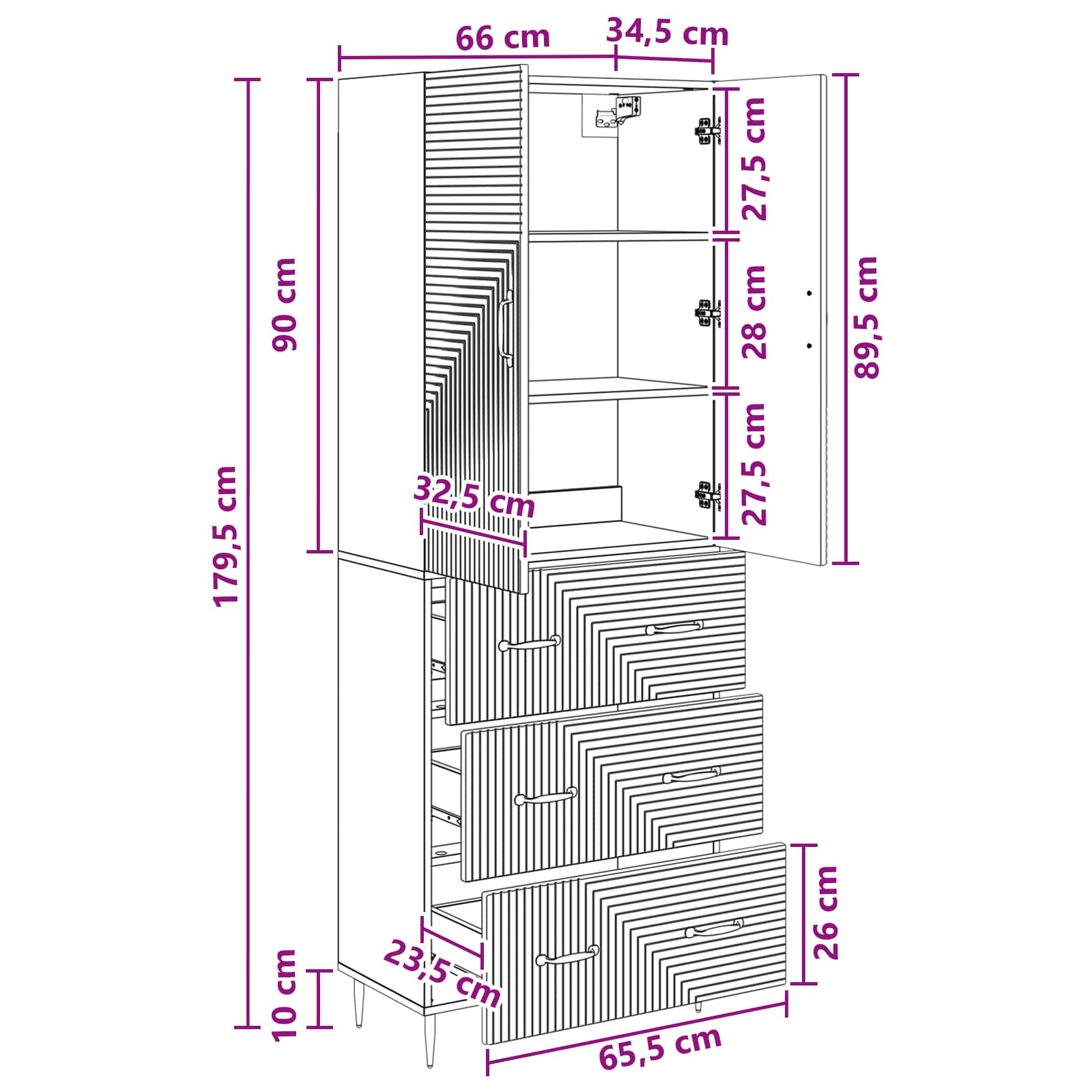 Ensemble de Meubles 2 pcs Gris béton 66 x 34,5 x 90 cm - XIOS