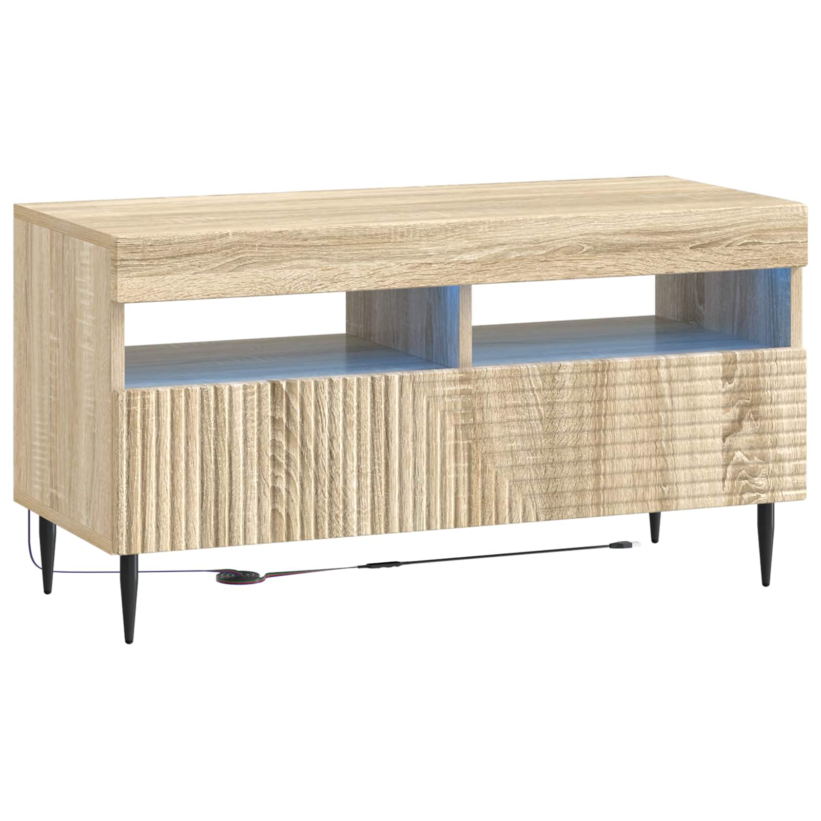 Ensemble de 3 Meubles TV LED Chêne Sonoma Bois d'ingénierie