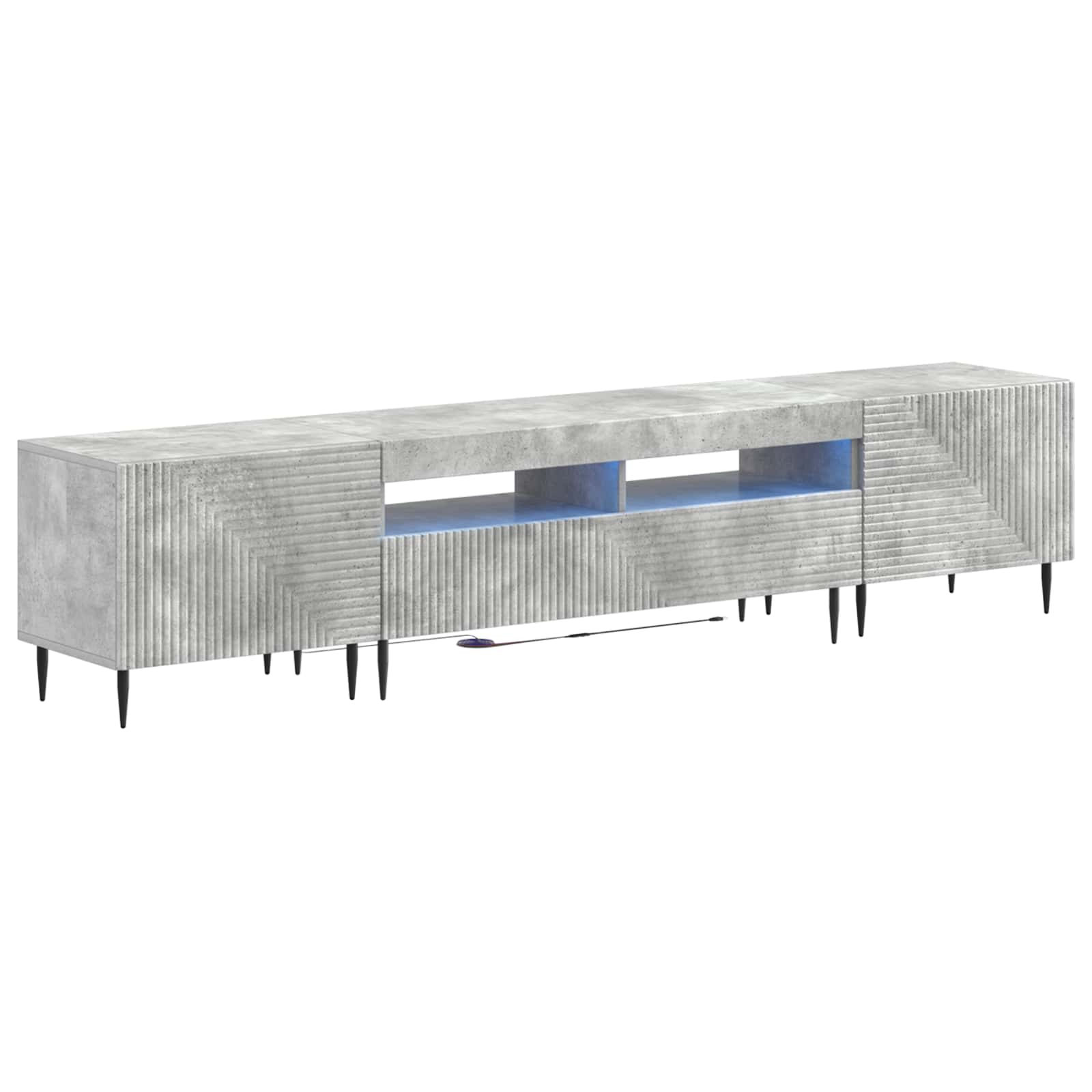 Ensemble de 3 Meubles TV LED Gris béton Bois d'ingénierie