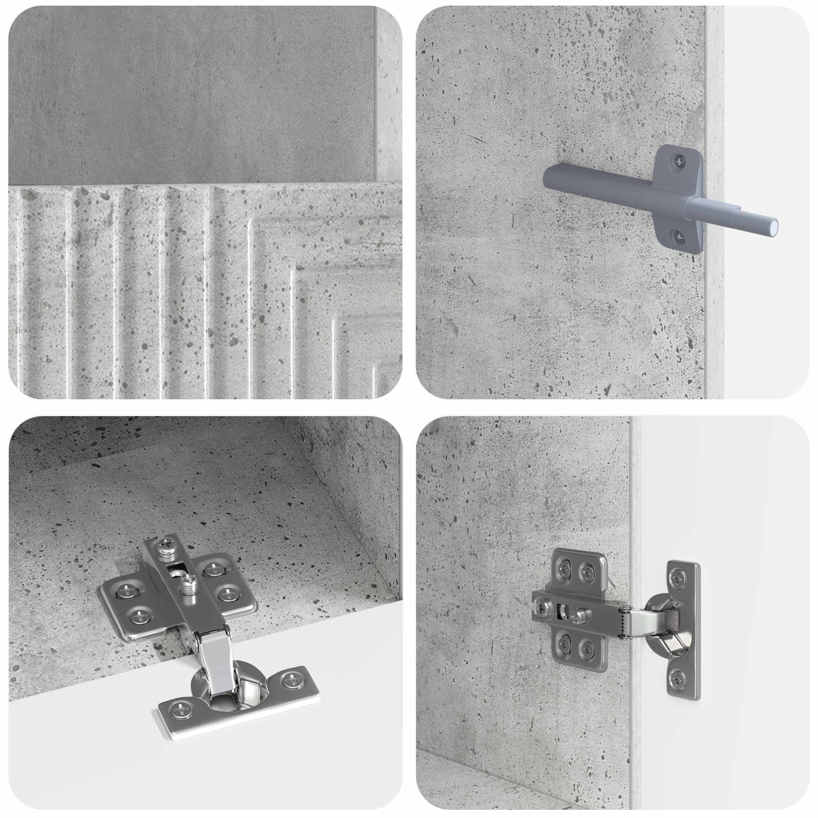 Ensemble de 3 Meubles TV LED Gris béton Bois d'ingénierie