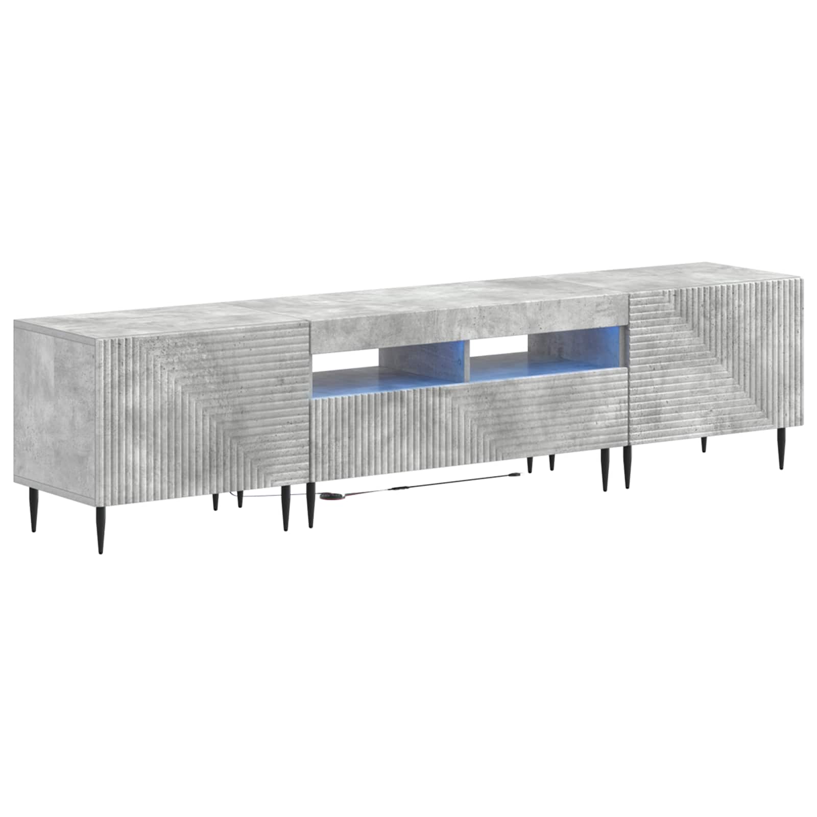 Ensemble de 3 Meubles TV LED Gris béton Bois d'ingénierie