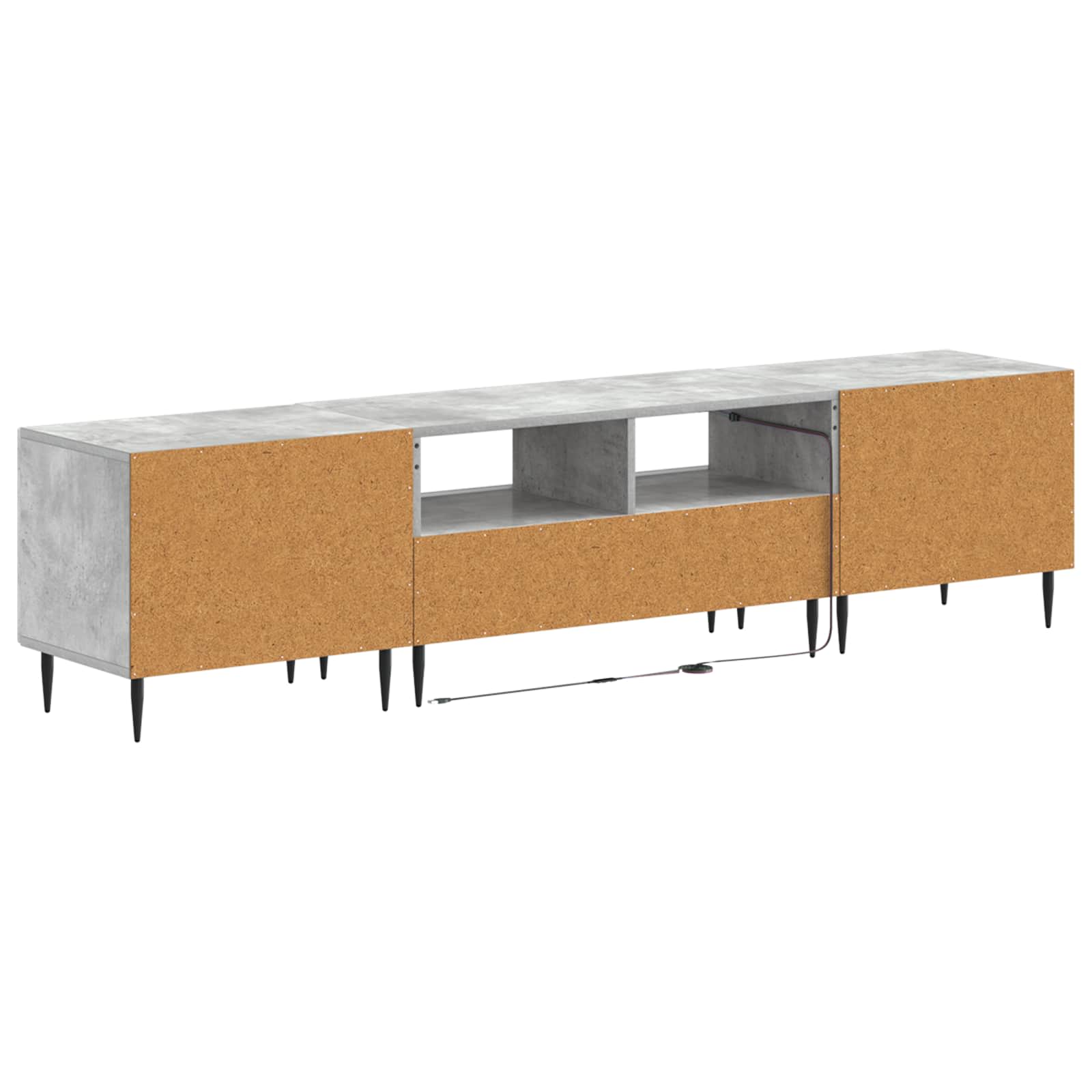 Ensemble de 3 Meubles TV LED Gris béton Bois d'ingénierie
