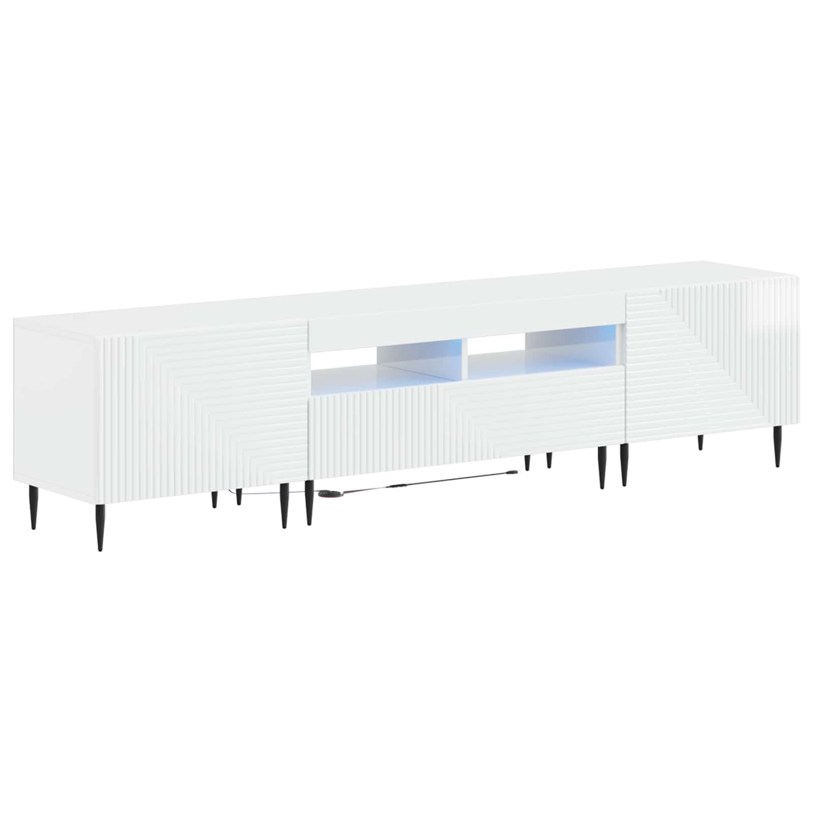 Ensemble de 3 Meubles TV LED Blanc brillant Bois d'ingénierie