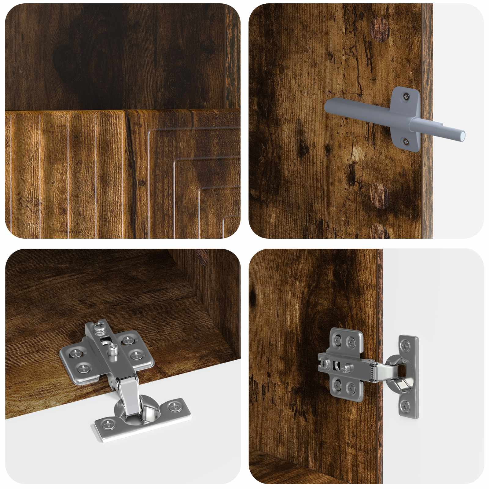 Ensemble de 3 Meubles TV LED Chêne fumé Bois d'ingénierie