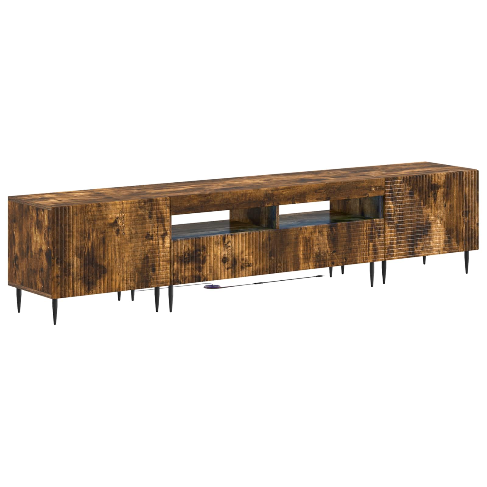 Ensemble de 3 Meubles TV LED Chêne fumé Bois d'ingénierie