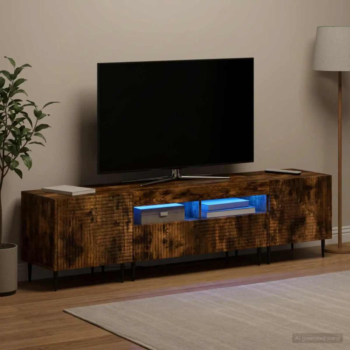 Ensemble de 3 Meubles TV LED Chêne fumé Bois d’ingénierie - XIOS