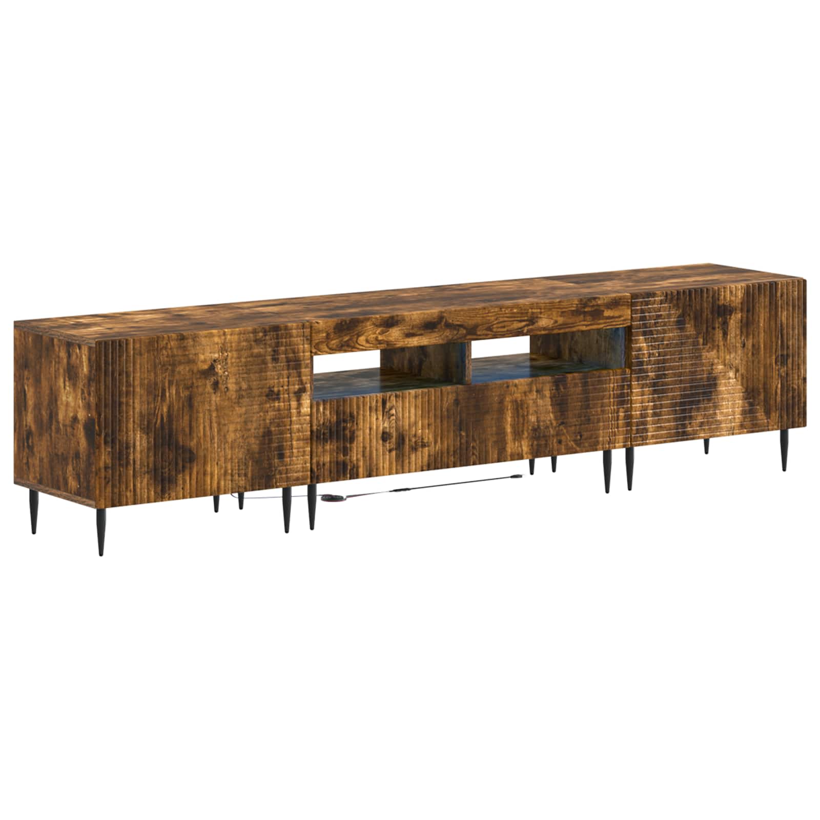 Ensemble de 3 Meubles TV LED Chêne fumé Bois d'ingénierie